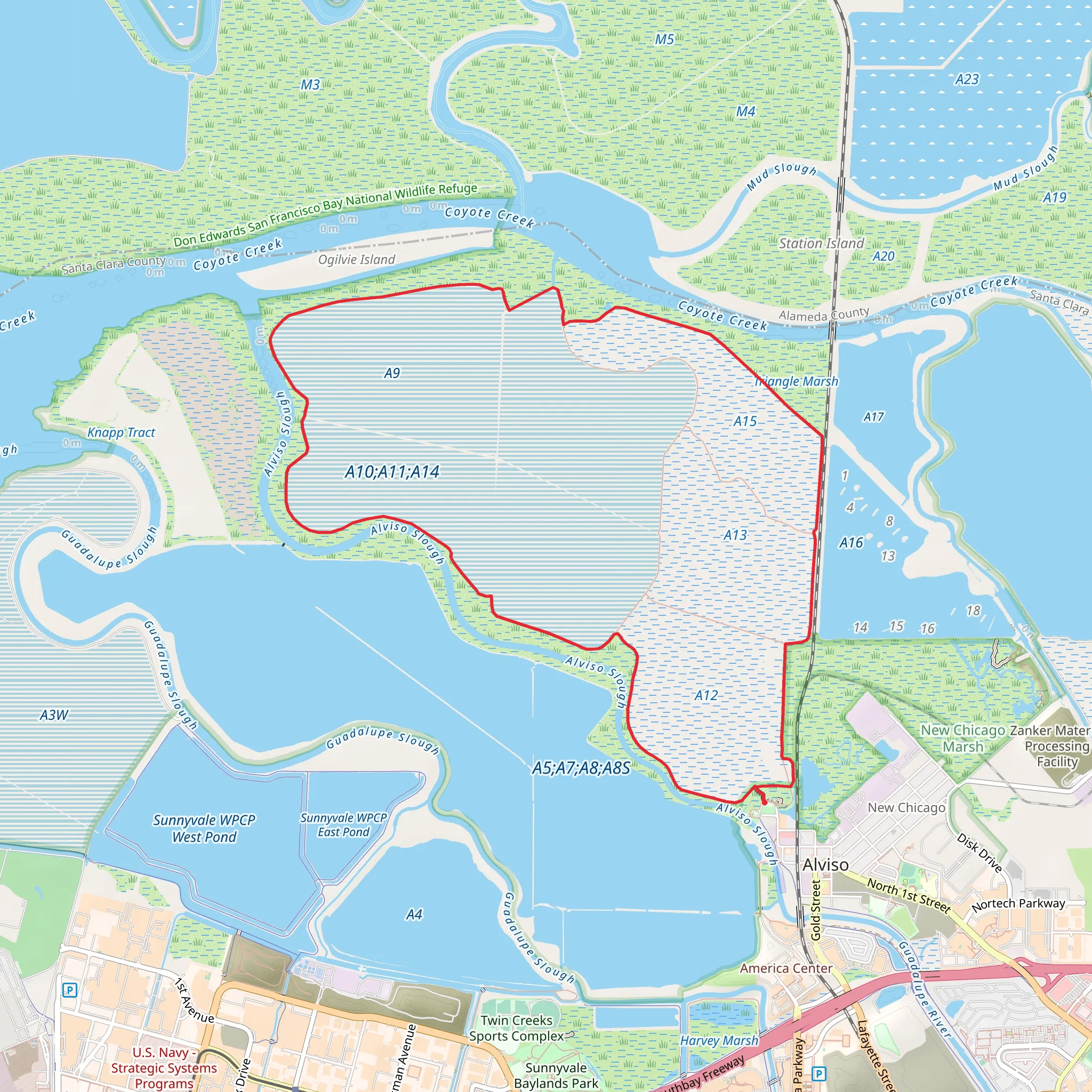 Alviso Slough Loop Trail mobile static map