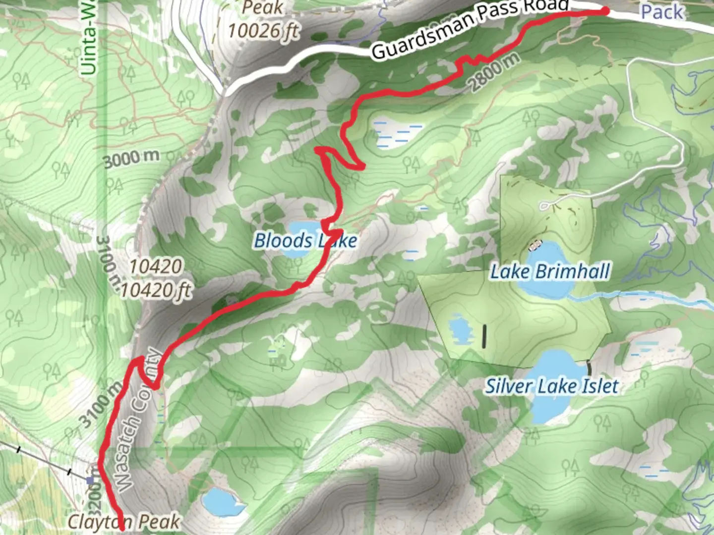 An image depicting the trail Clayton Peak via Bloods Lake Trail and its surrounding area.