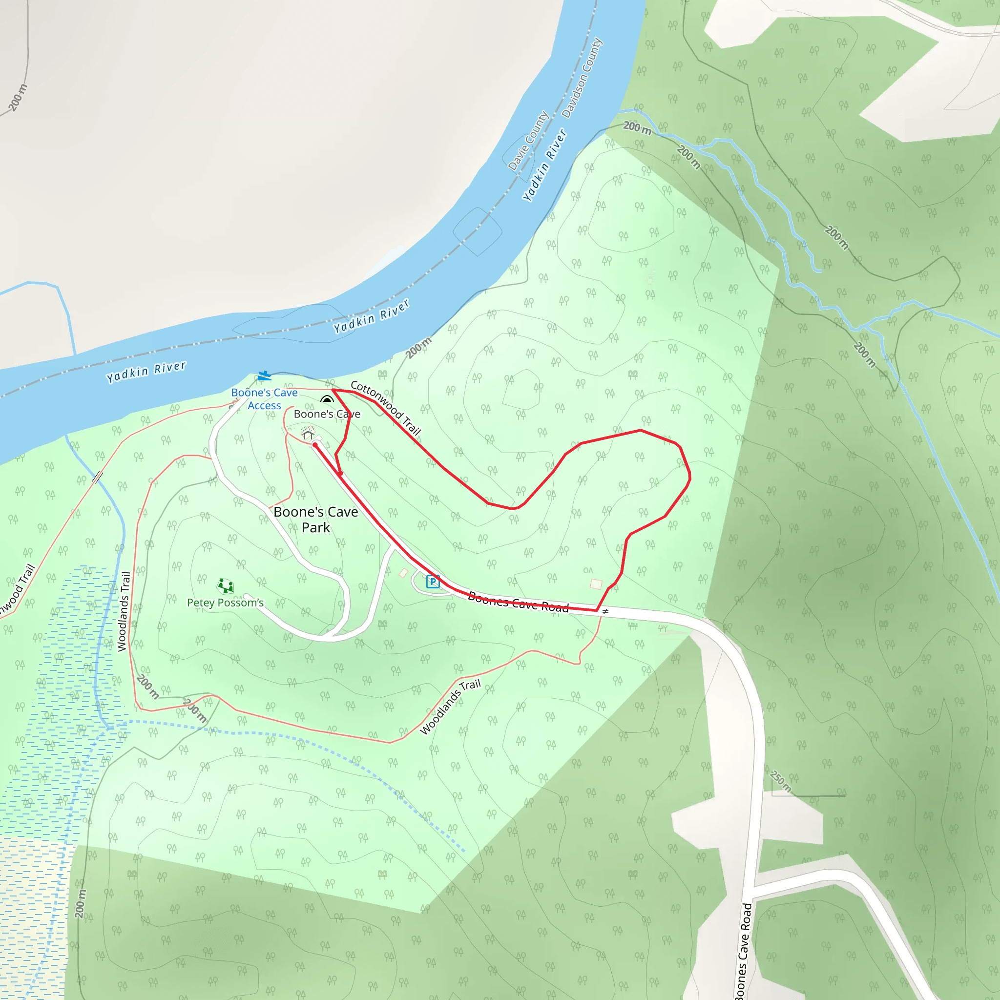 Boones Cave Road Loop mobile static map