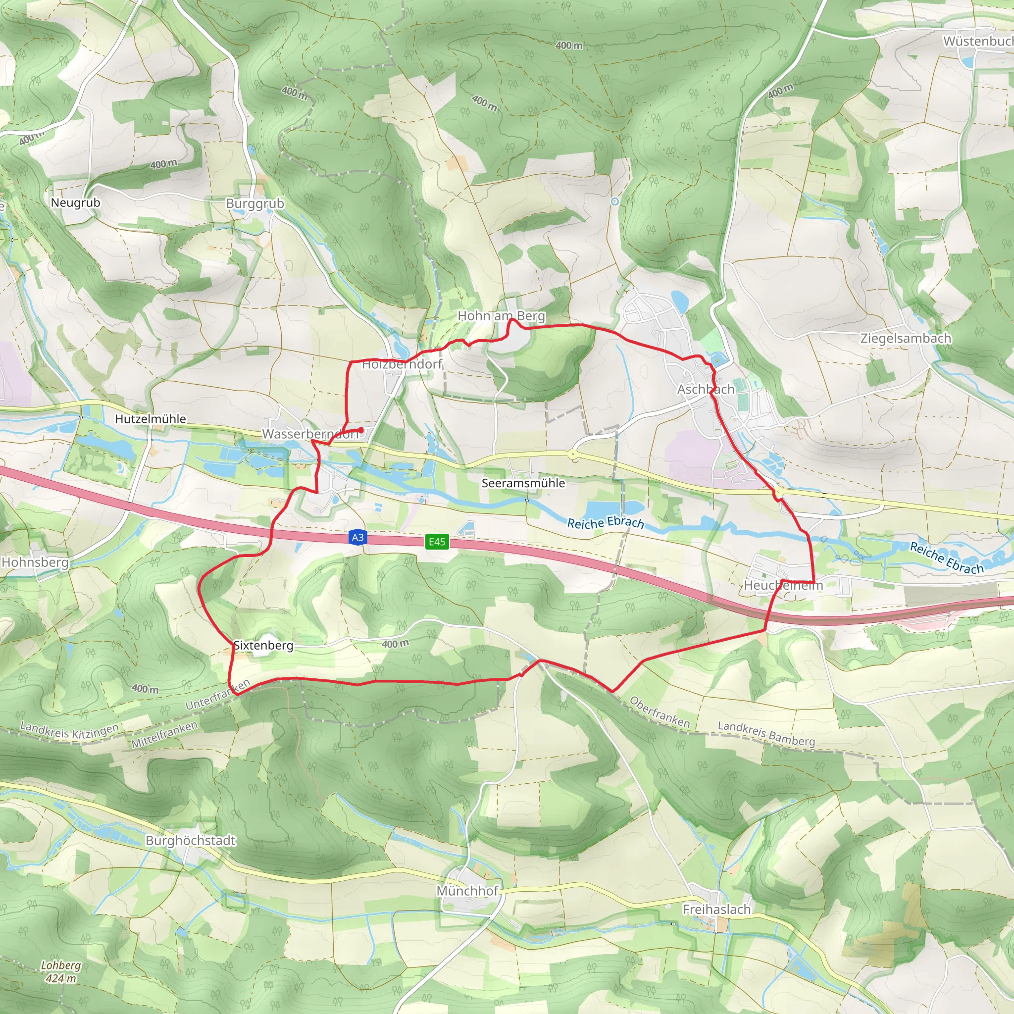 Rundweg Aschbach and Heuchelheim Loop mobile static map