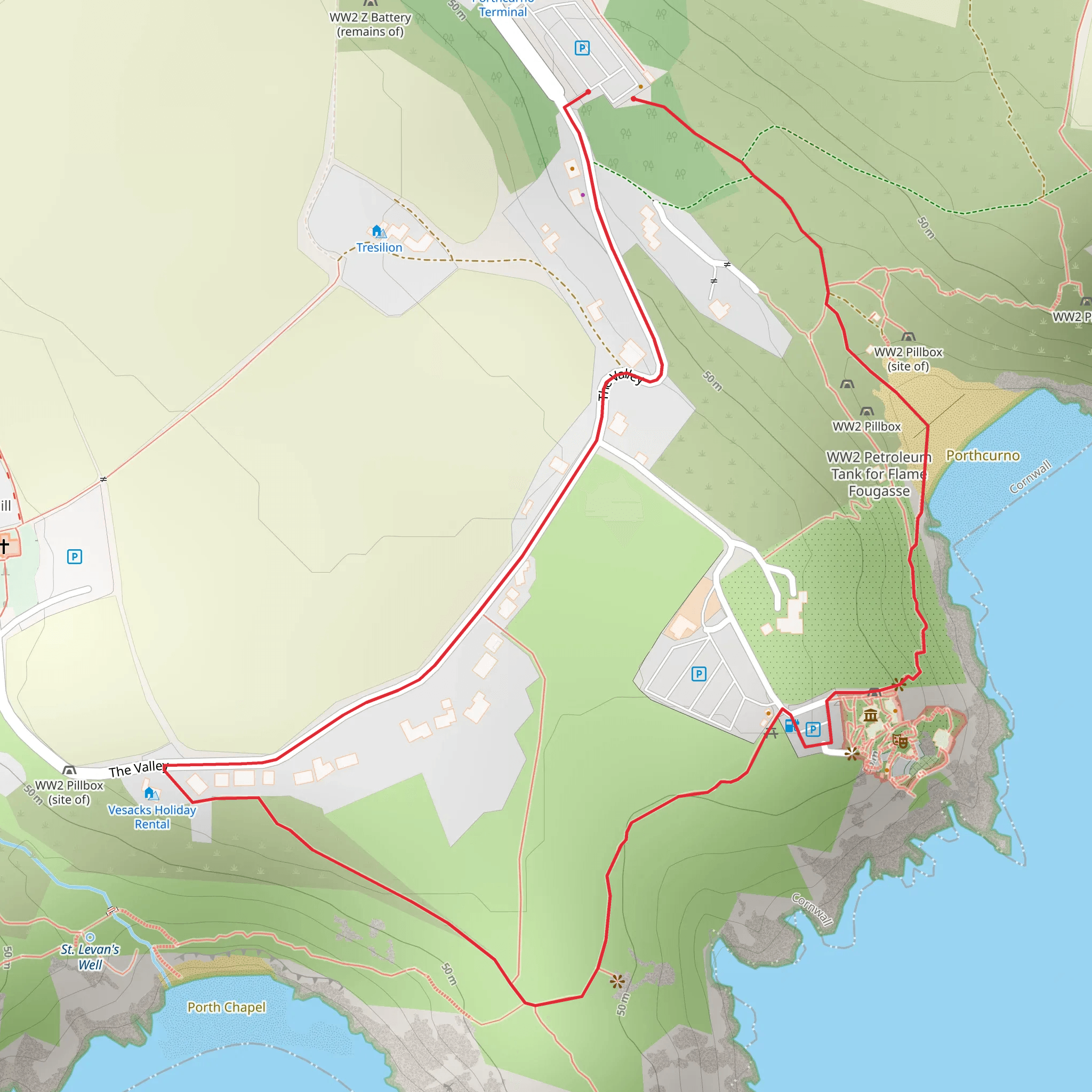 Porthcurno Loop mobile static map