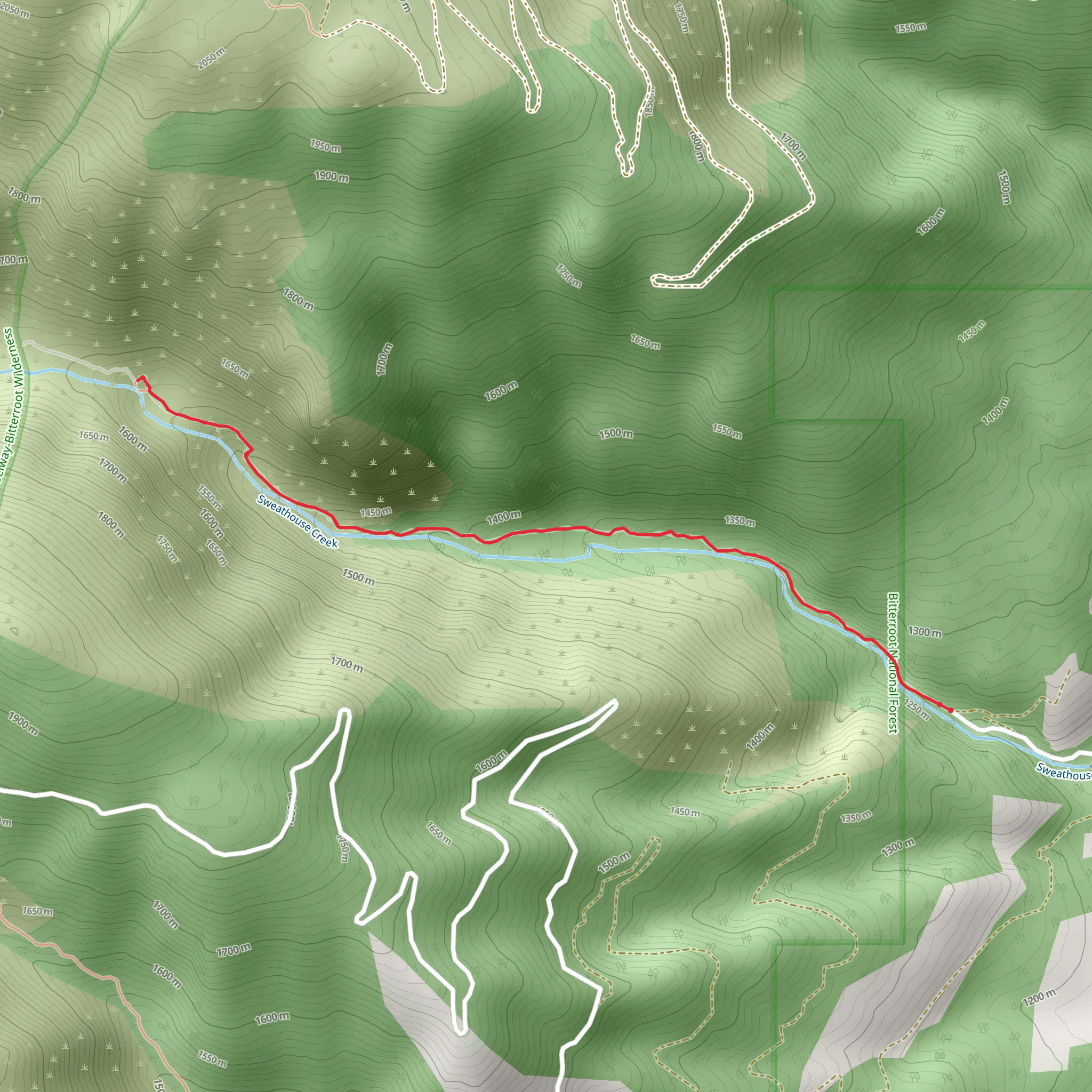 Sweathouse Creek Trail mobile static map