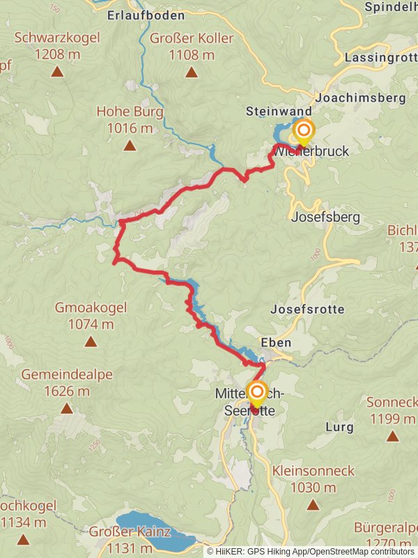 Ötschergräben and Erlauf Reservoir Trail mobile static map