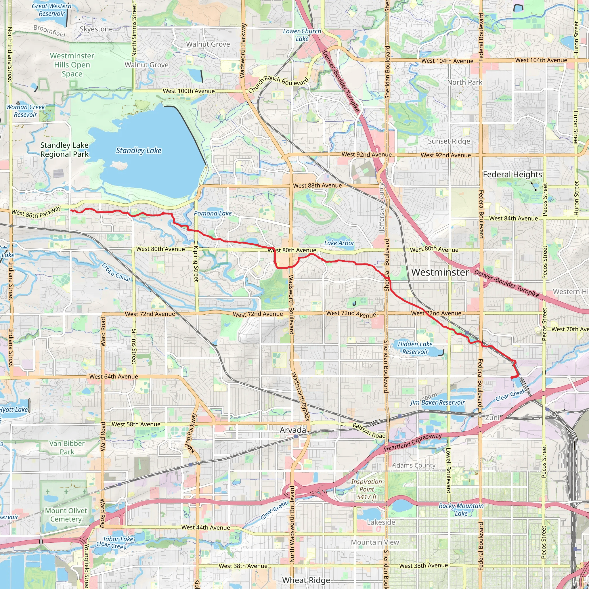 Rocky Mountain Greenway and Little Dry Creek Trail mobile static map