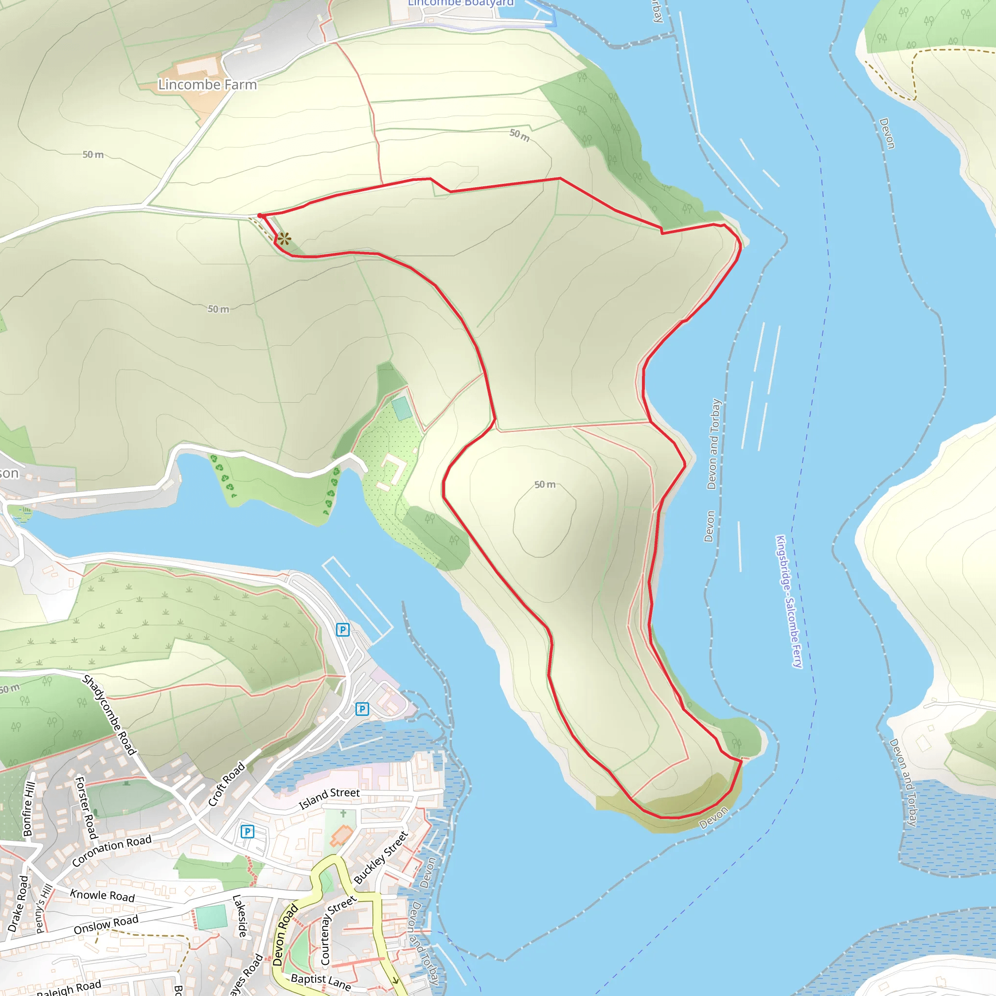 Salcombe and Kingsbridge Estuary Loop mobile static map