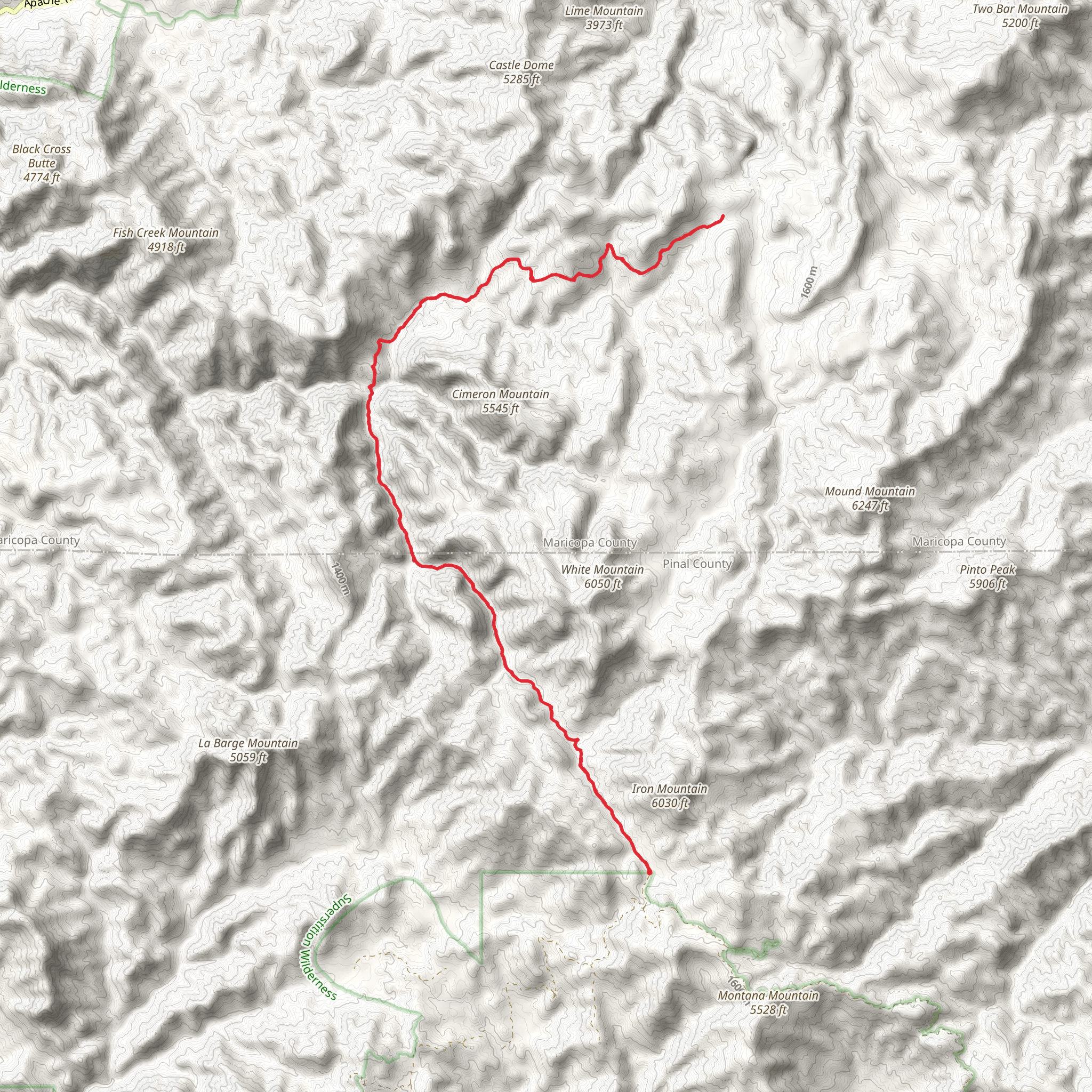 Frog Trail via Reavis Ranch Trail mobile static map