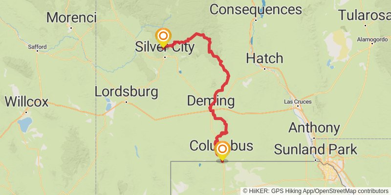 Continental Divide Trail - New Mexico alt 1 Map
