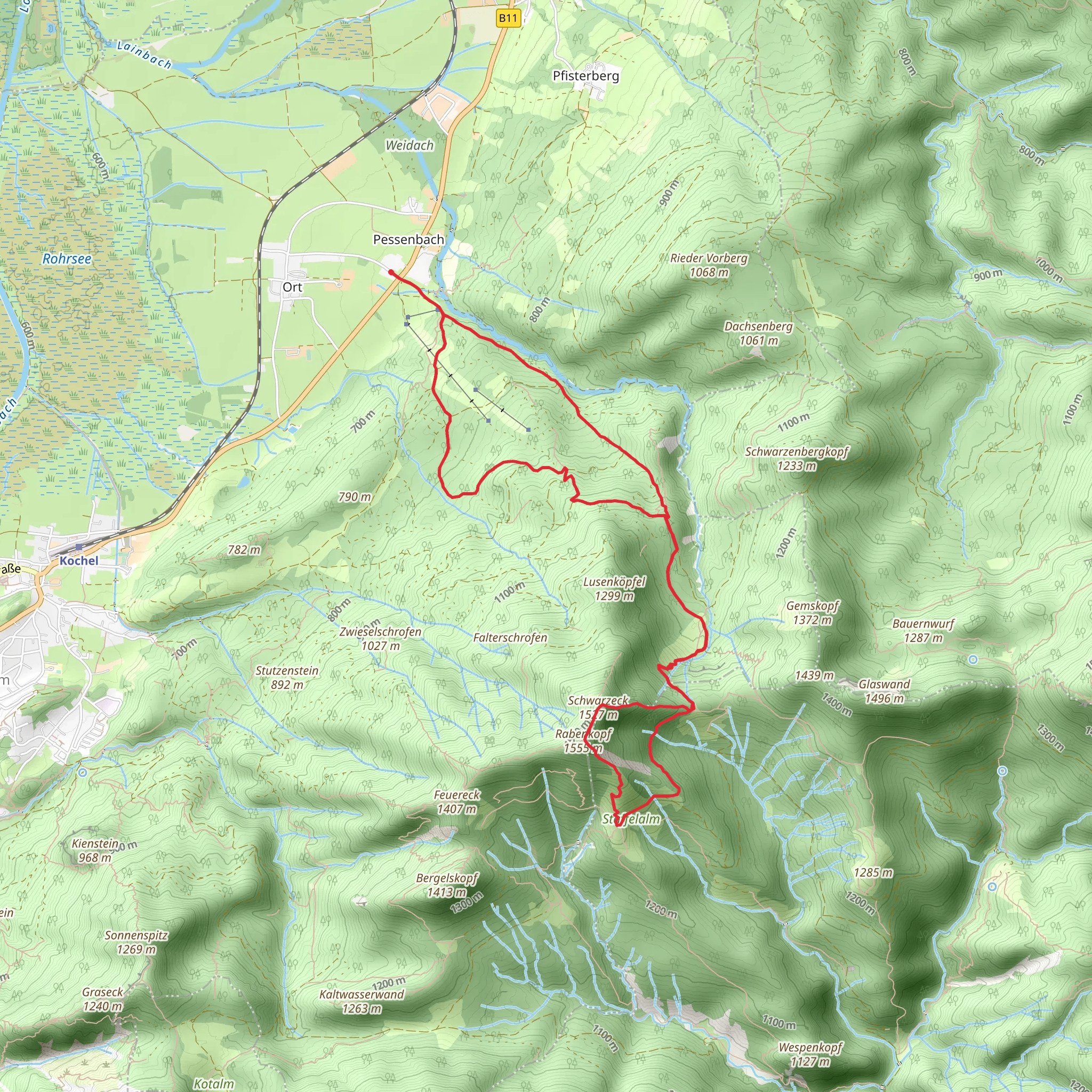 Orterere Wald, KLeinhutte, Rabenkopf and Schwarzeck Loop mobile static map