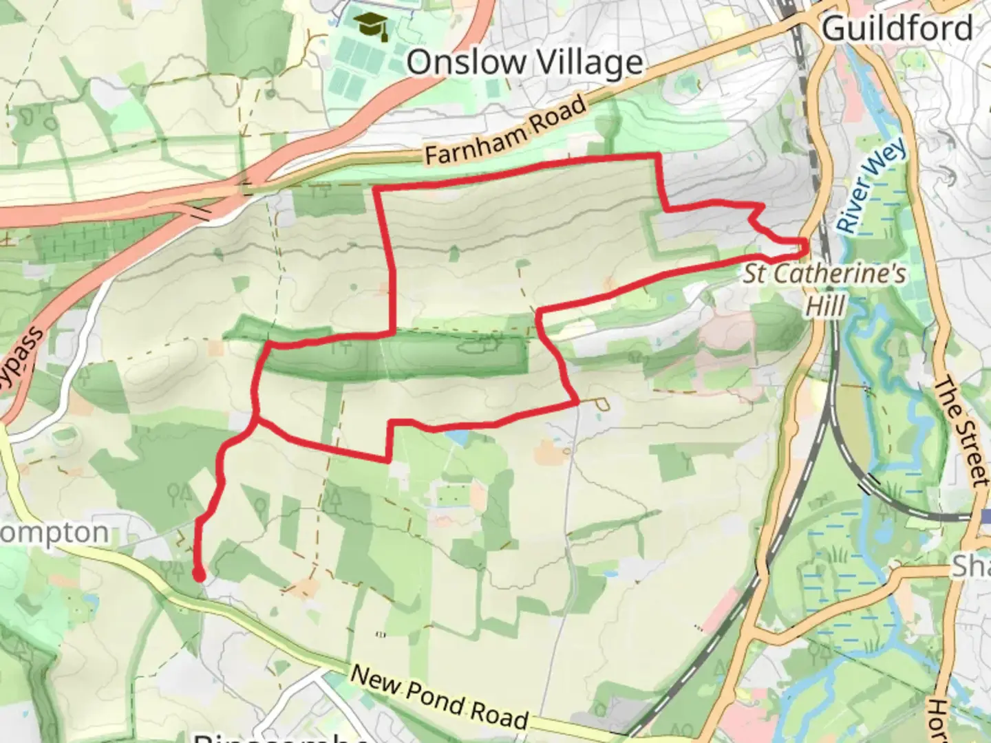 An image depicting the trail Littleton Circular Walk via Loseley Estate Nature Reserve and its surrounding area.