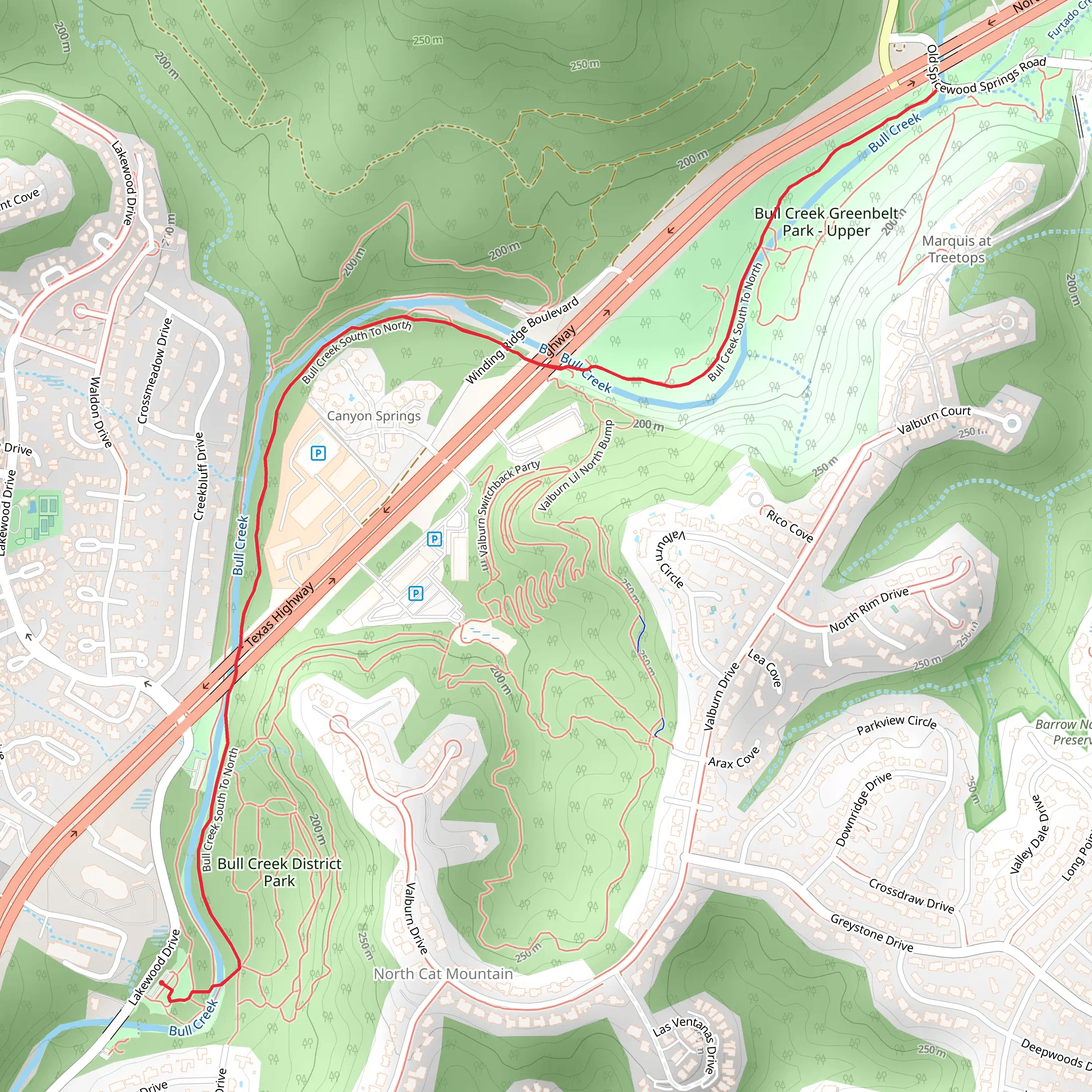 Bull Creek South To North mobile static map