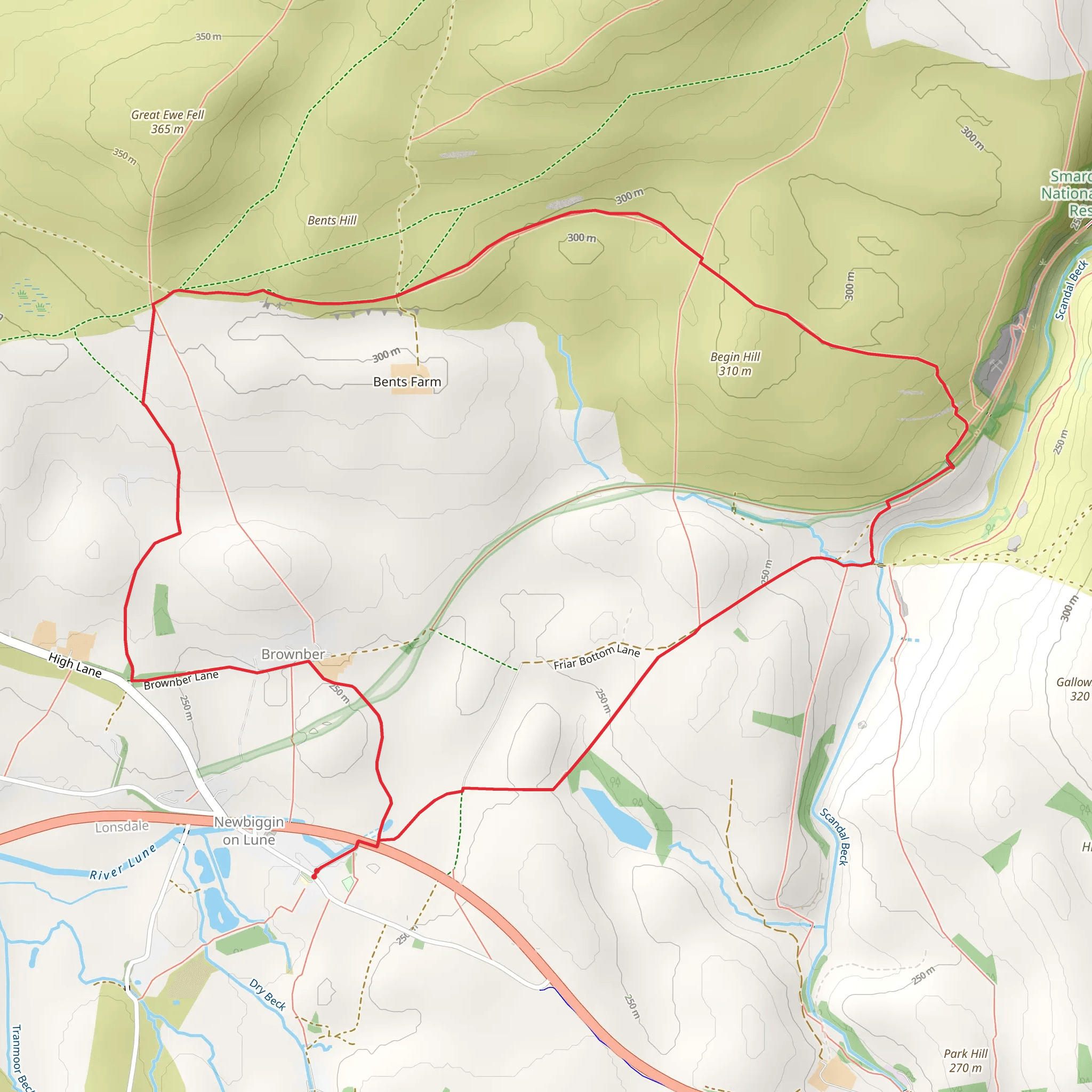 Newbiggin-on-Lune - Smardale Bridge - Bents Hill and Brownber mobile static map