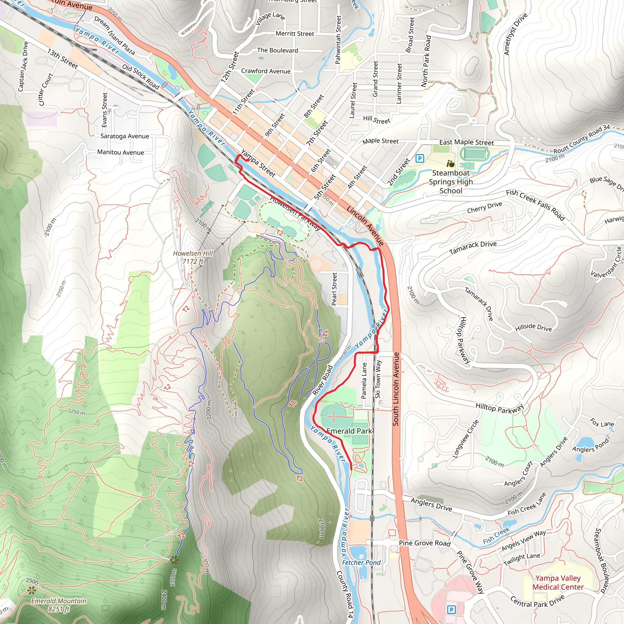 Yampa River Core Trail - Short mobile static map