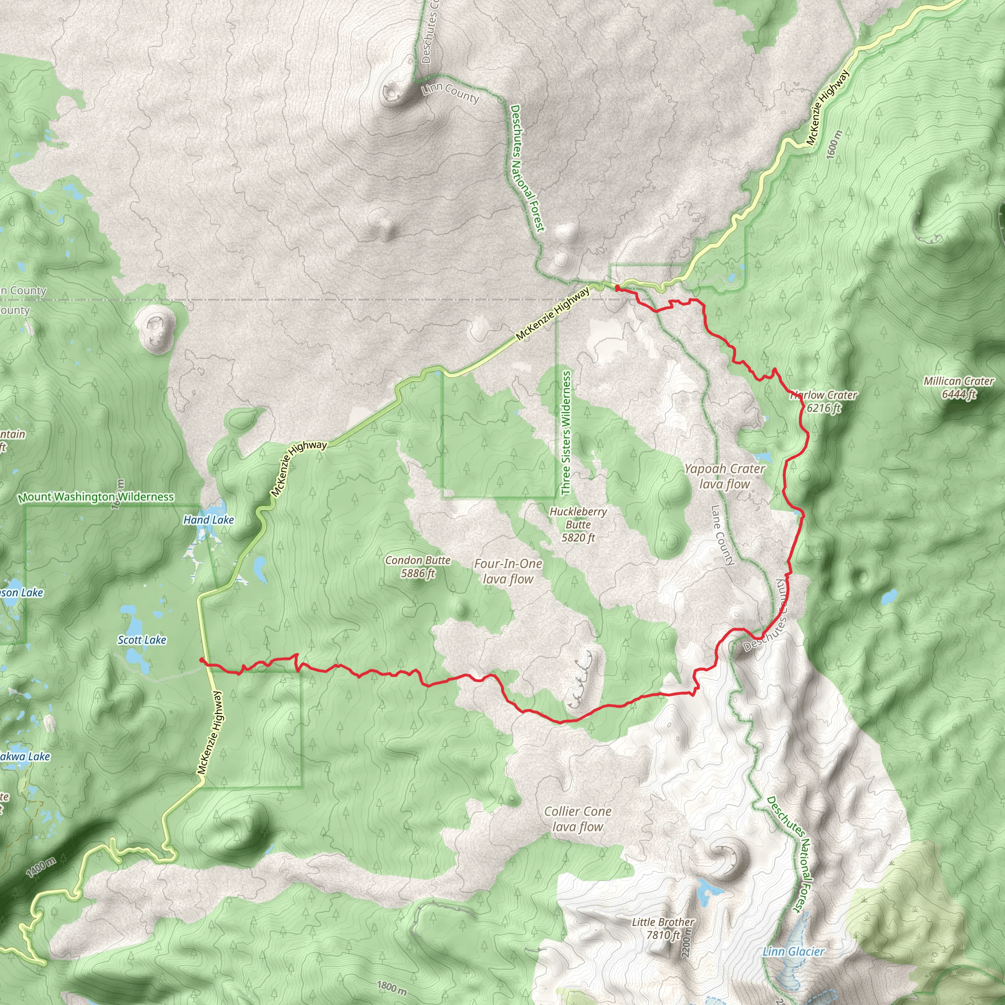 Yapoah Crater via Scott Trail and PCT mobile static map