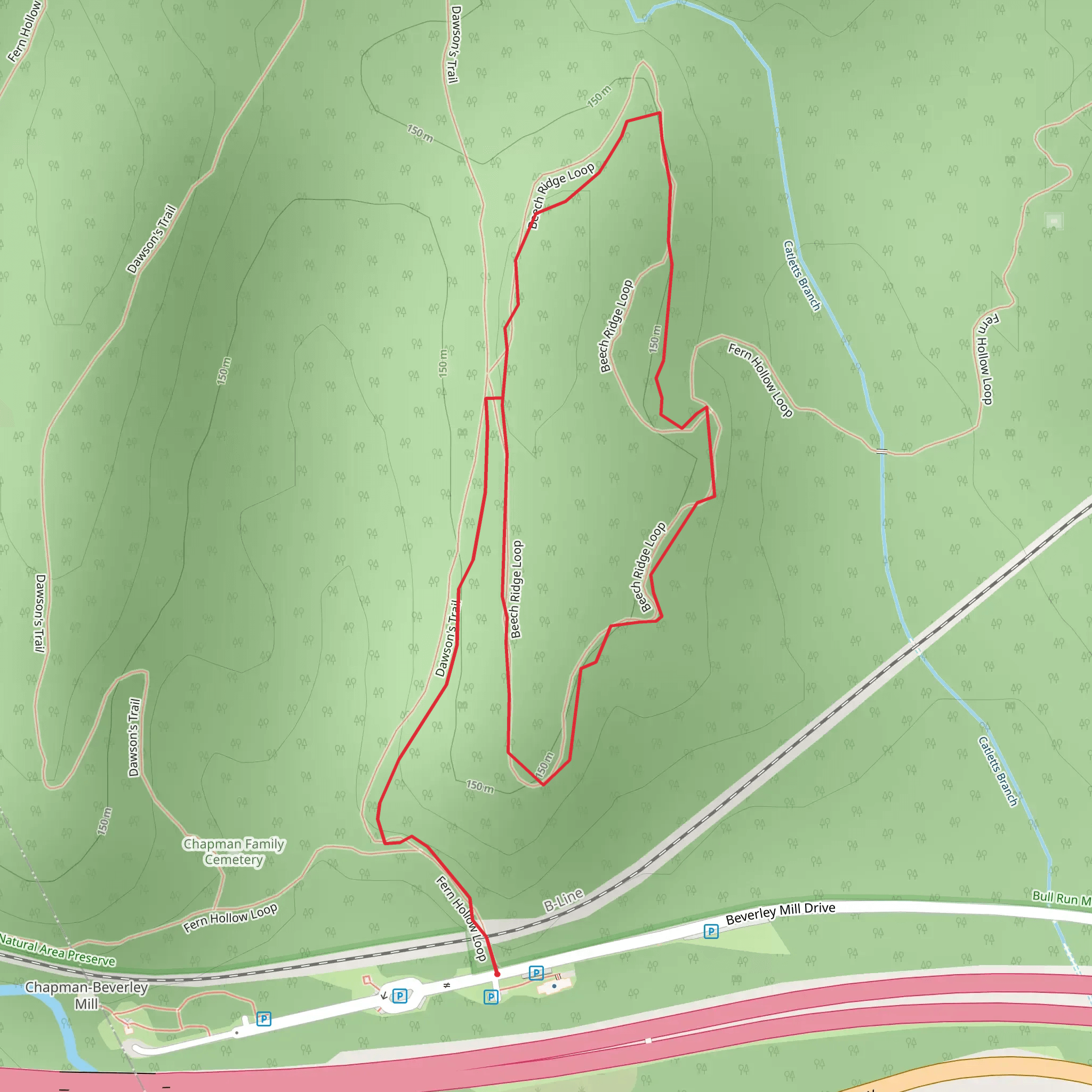 Dawson's and Beech Ridge Loop Trail mobile static map