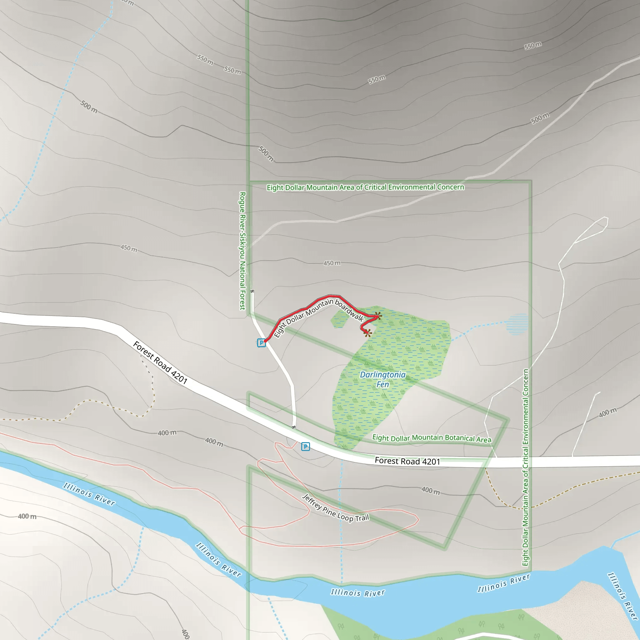 Eight Dollar Mountain Boardwalk mobile static map
