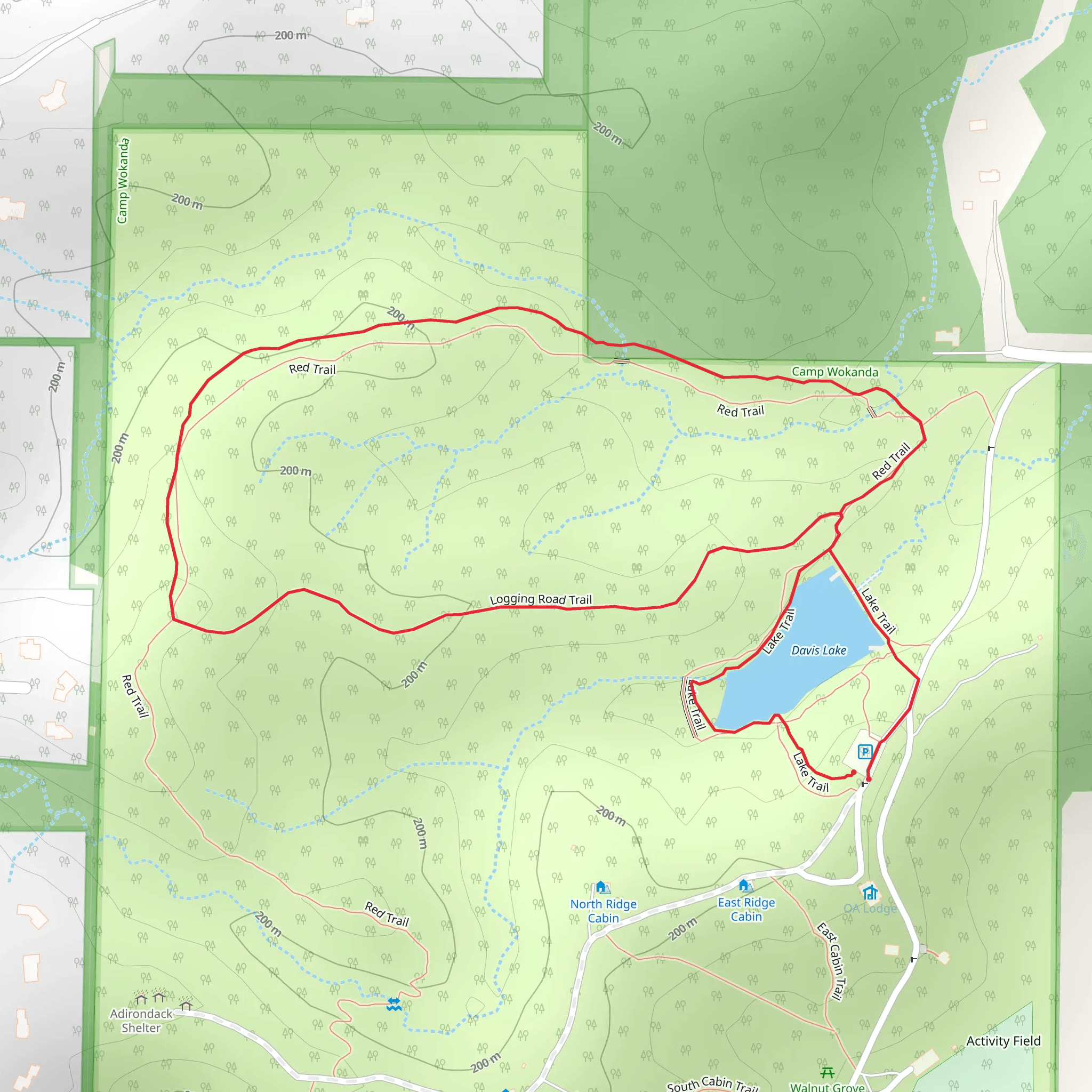 Davis Lake, North Red and Logging Road Loop Trail mobile static map