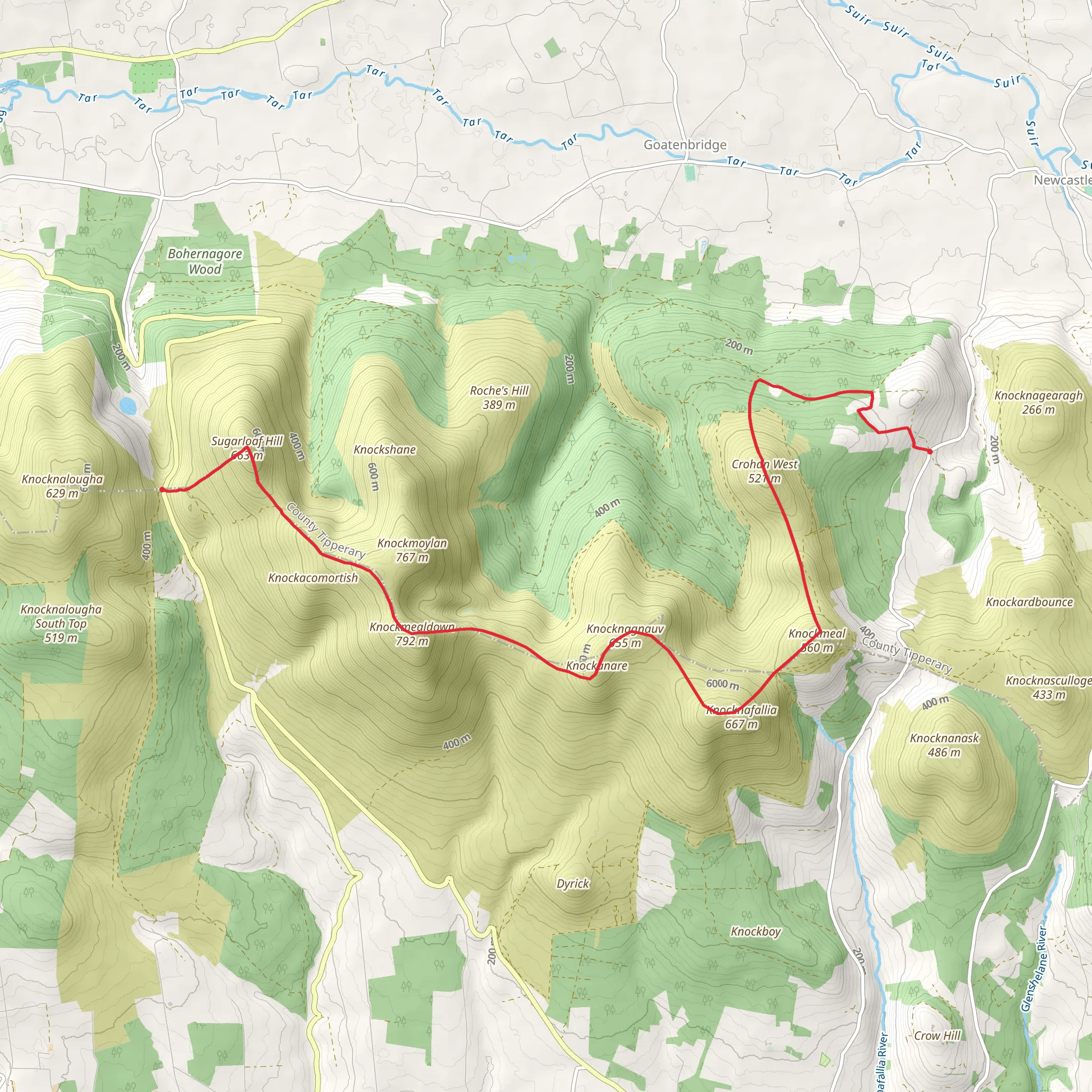 Knockmealdowns Traverse mobile static map
