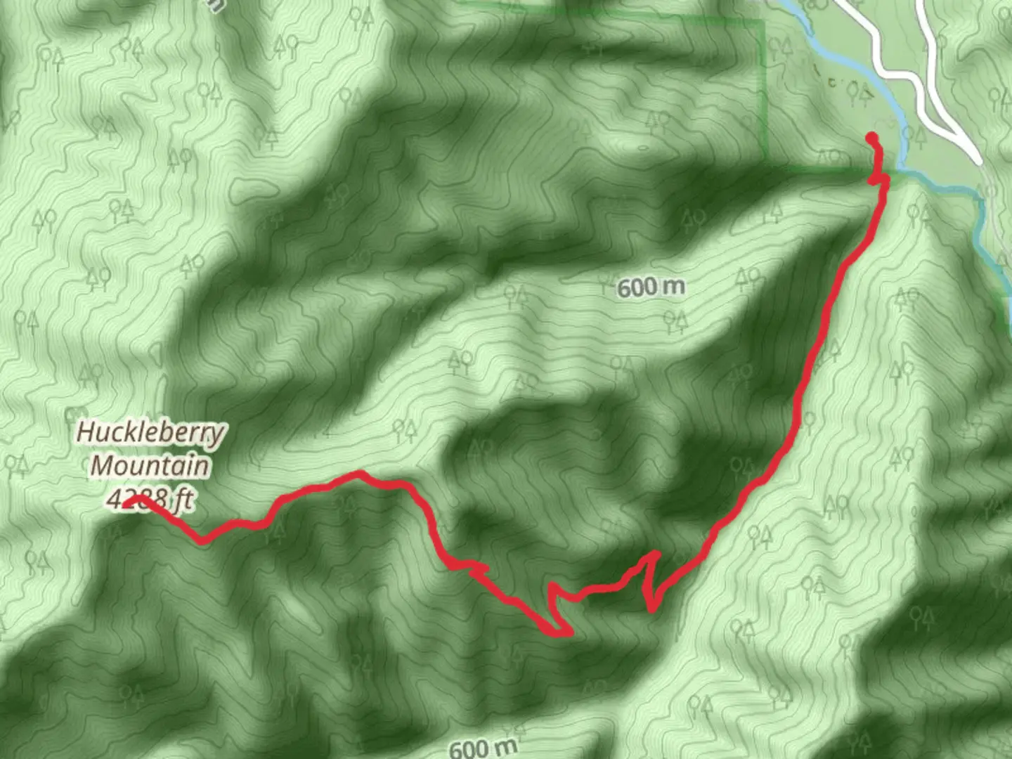 An image depicting the trail Huckleberry Mountain via Bonanza Trail and its surrounding area.