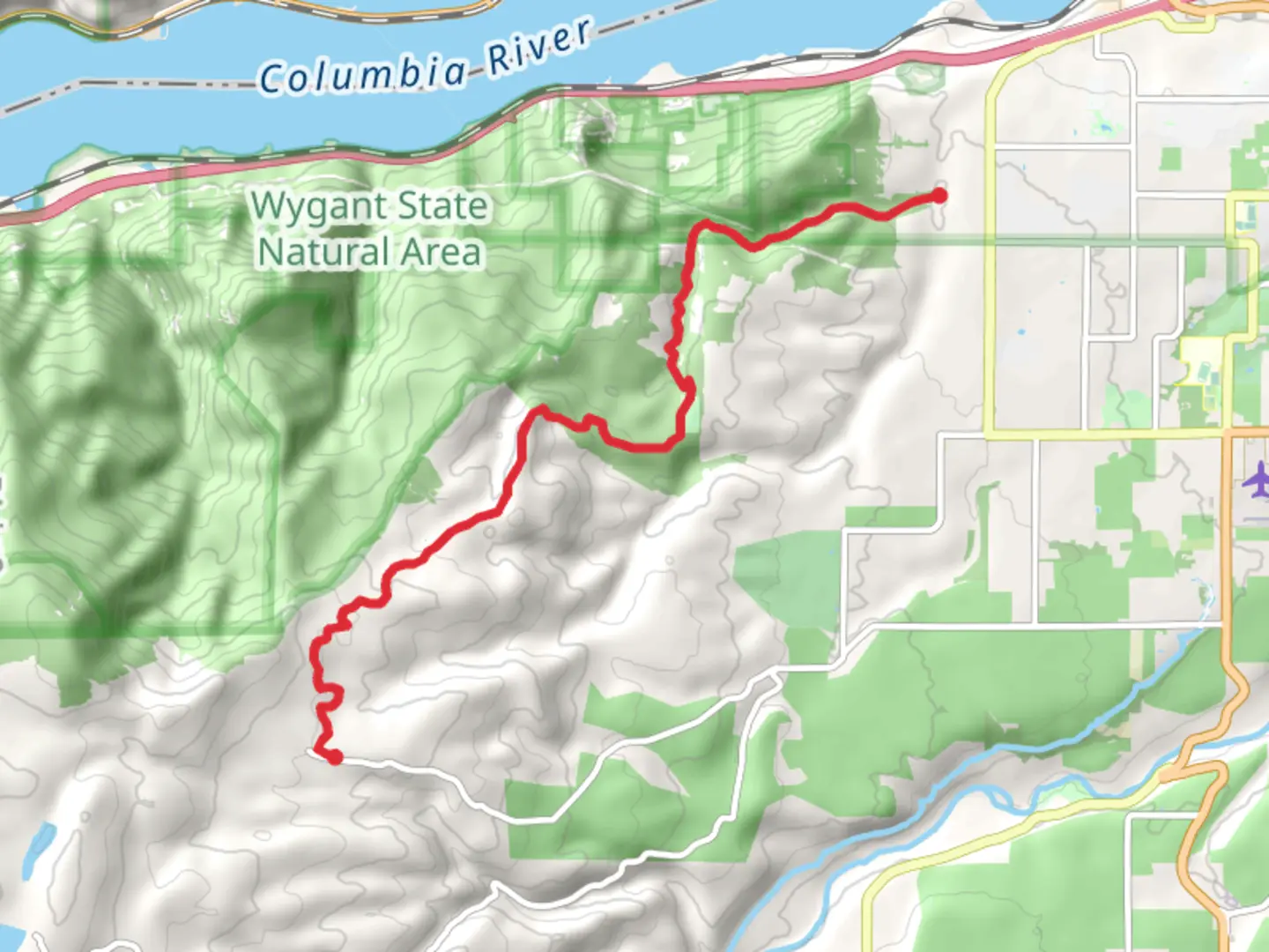 An image depicting the trail Hybrid 140 and Seven Streams 100 Loop Trail and its surrounding area.