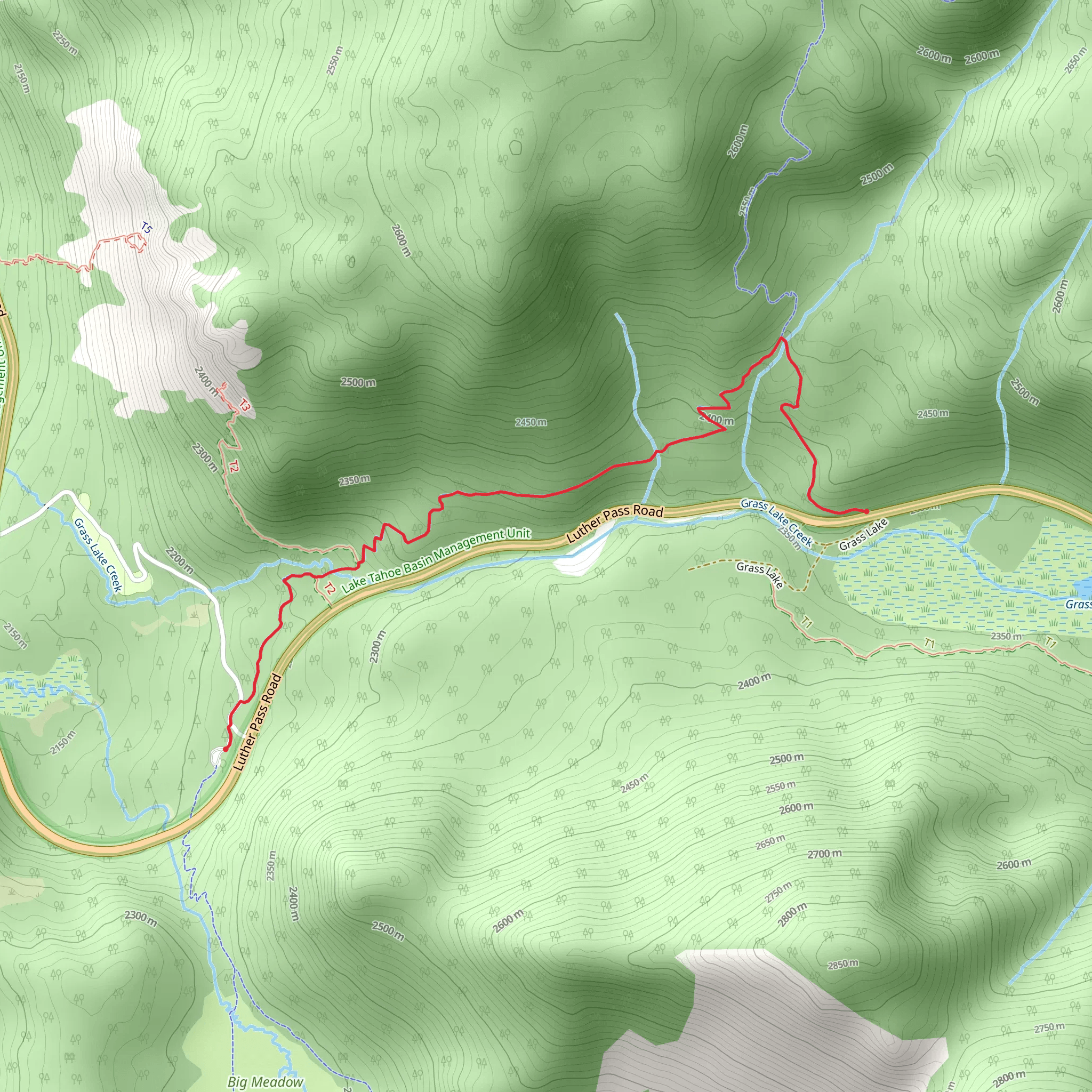 Grass Lake via Tahoe Rim Trail mobile static map