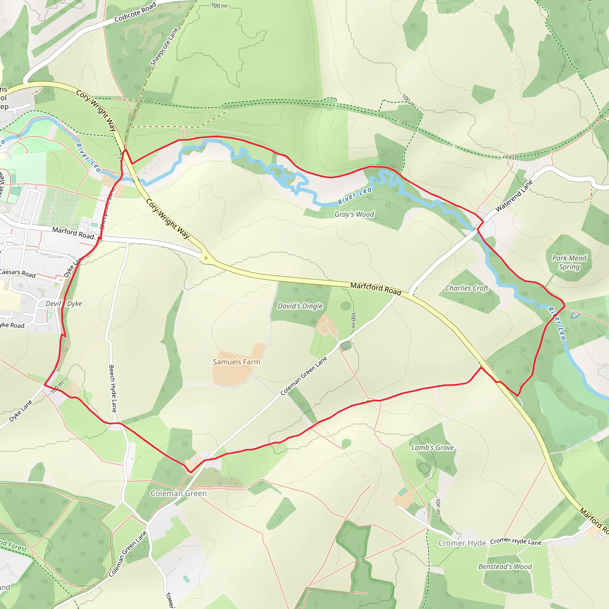 Wheathampstead Circular mobile static map