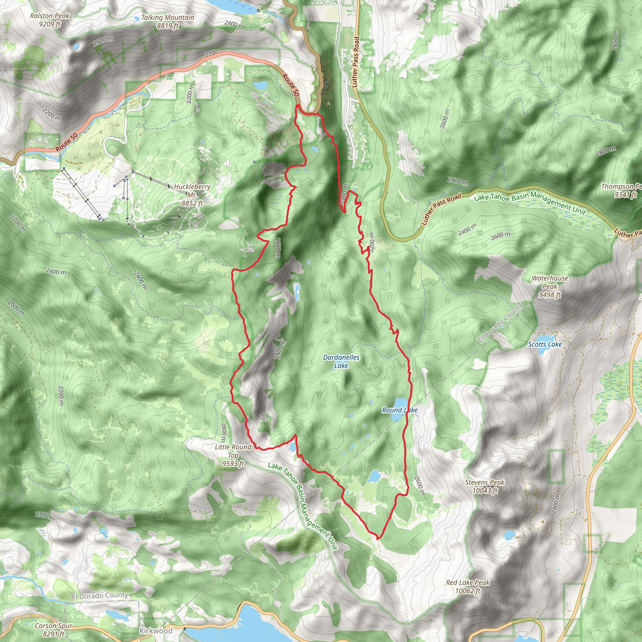 Pony Express Connector, Showers Lake, Round Lake and Meiss Meadow Loop Trail mobile static map
