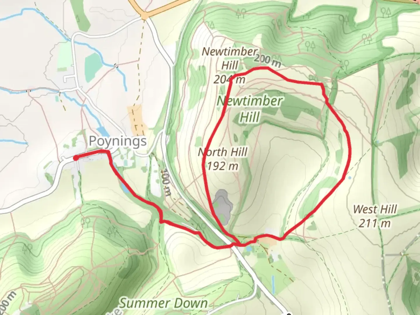 An image depicting the trail Poynings Wood Loop and its surrounding area.