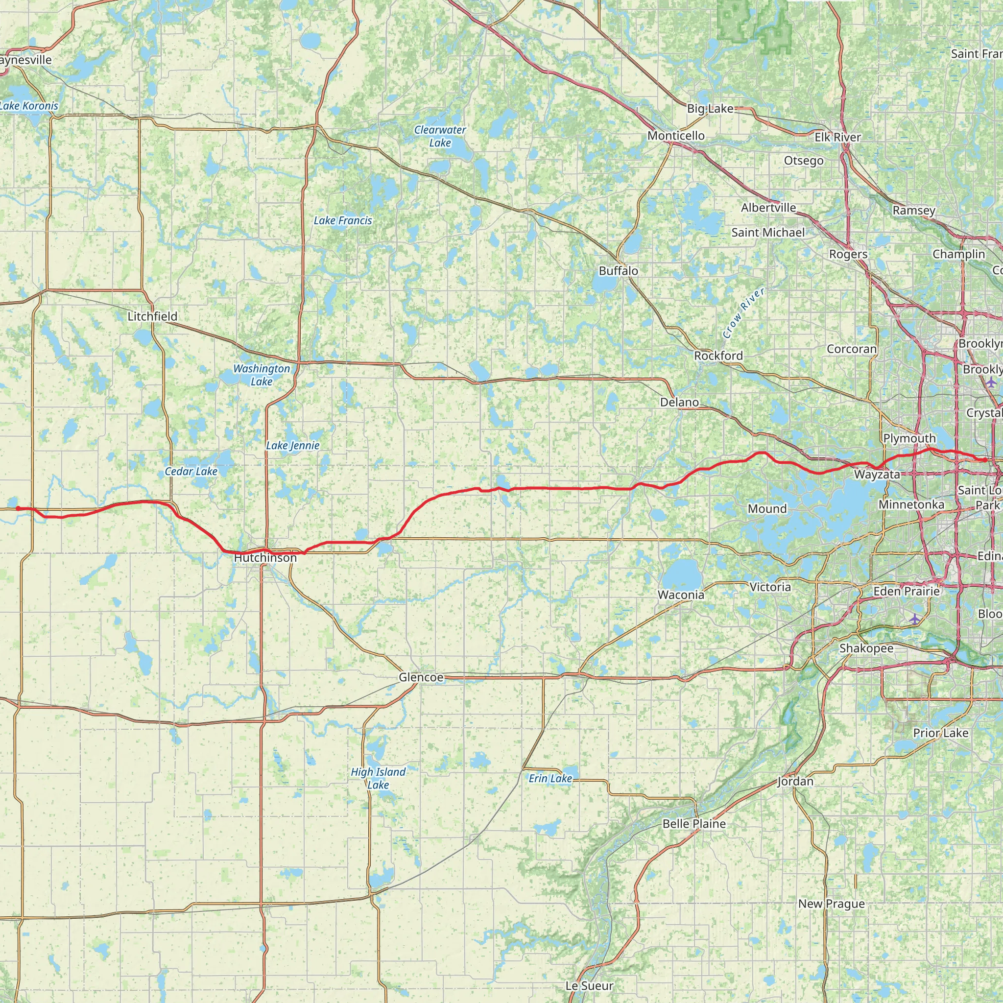 Luce Line Trail mobile static map