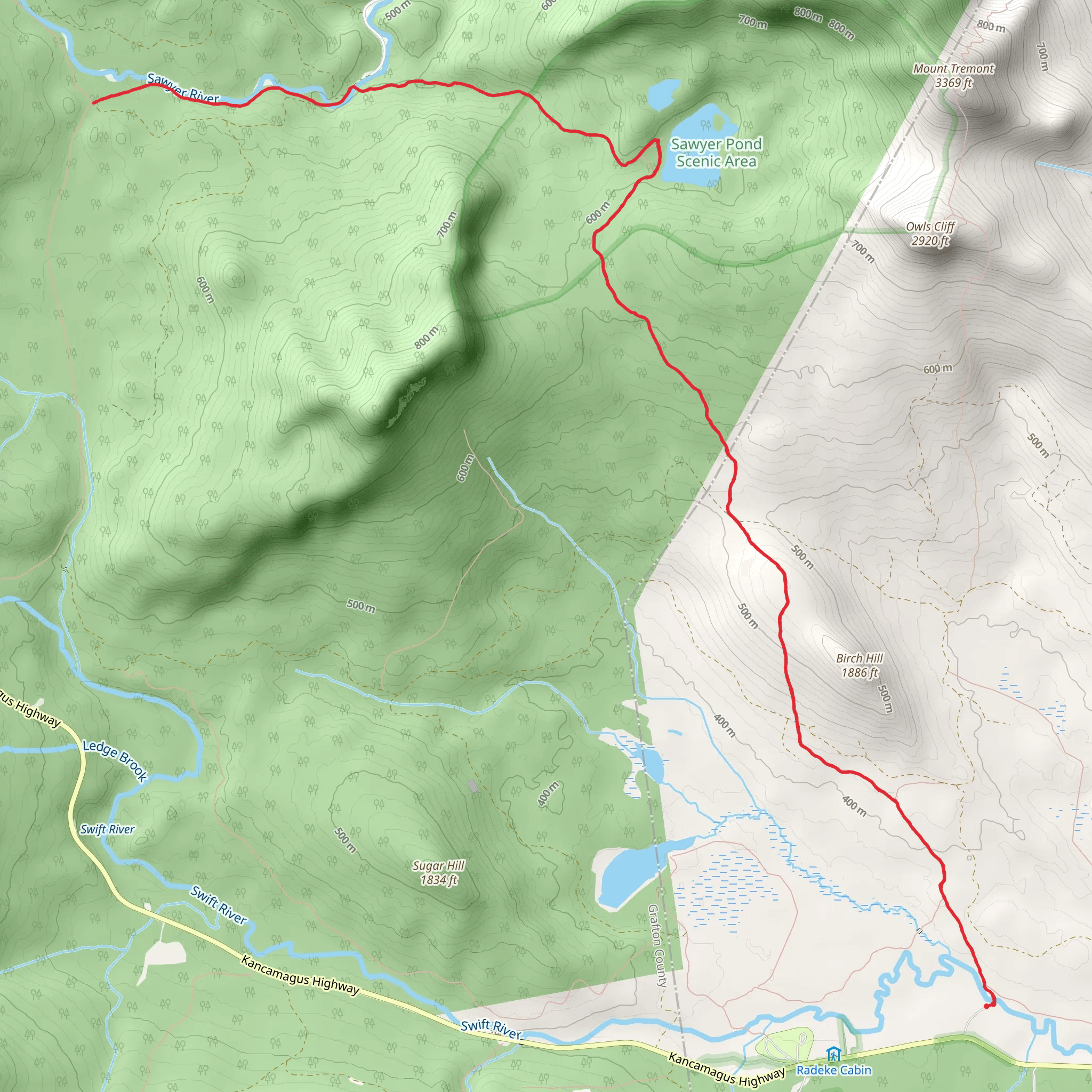 Sawyer Pond Trail mobile static map