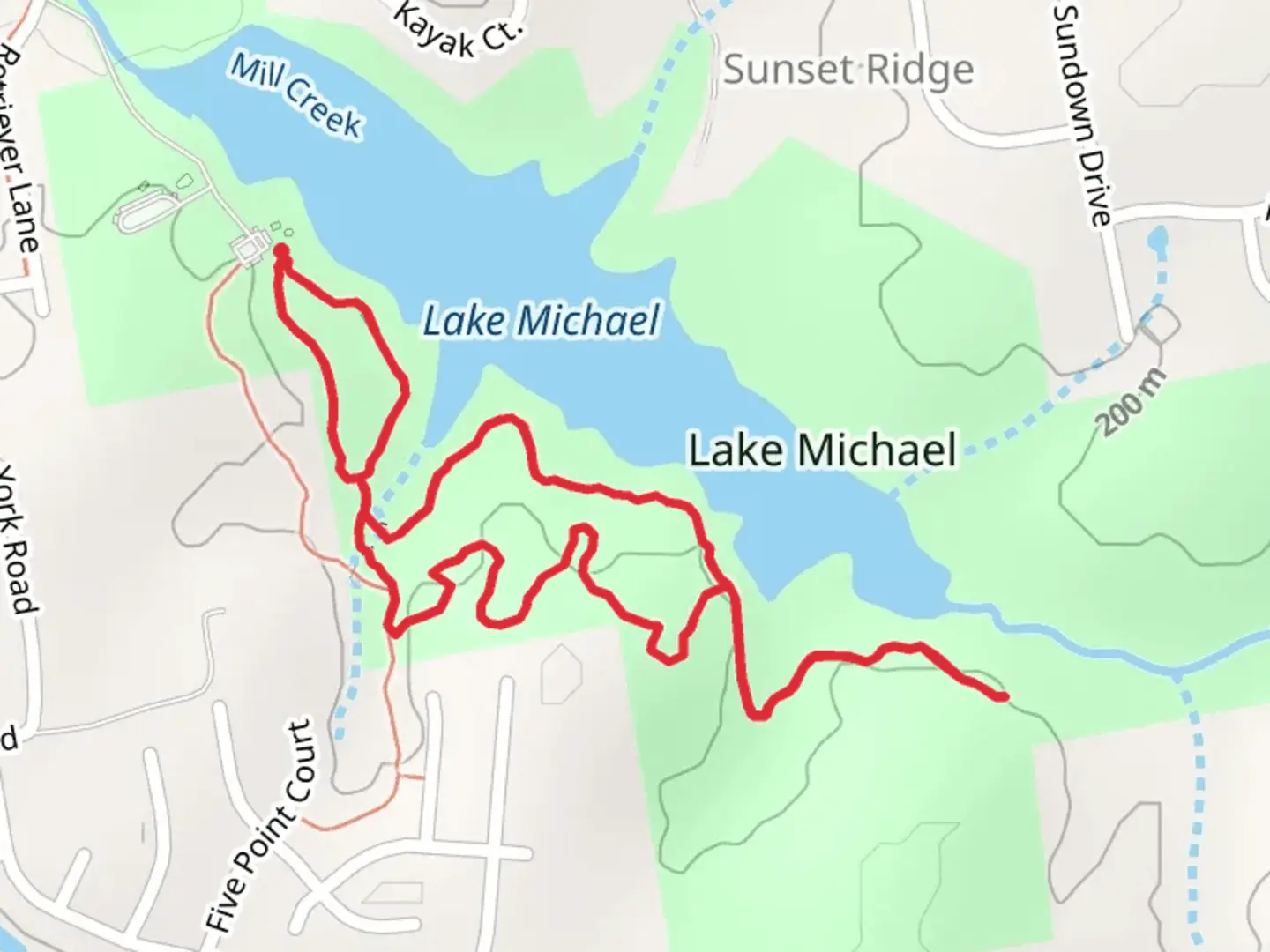 An image depicting the trail Mason Hall, James H Knox Loop Trail and its surrounding area.