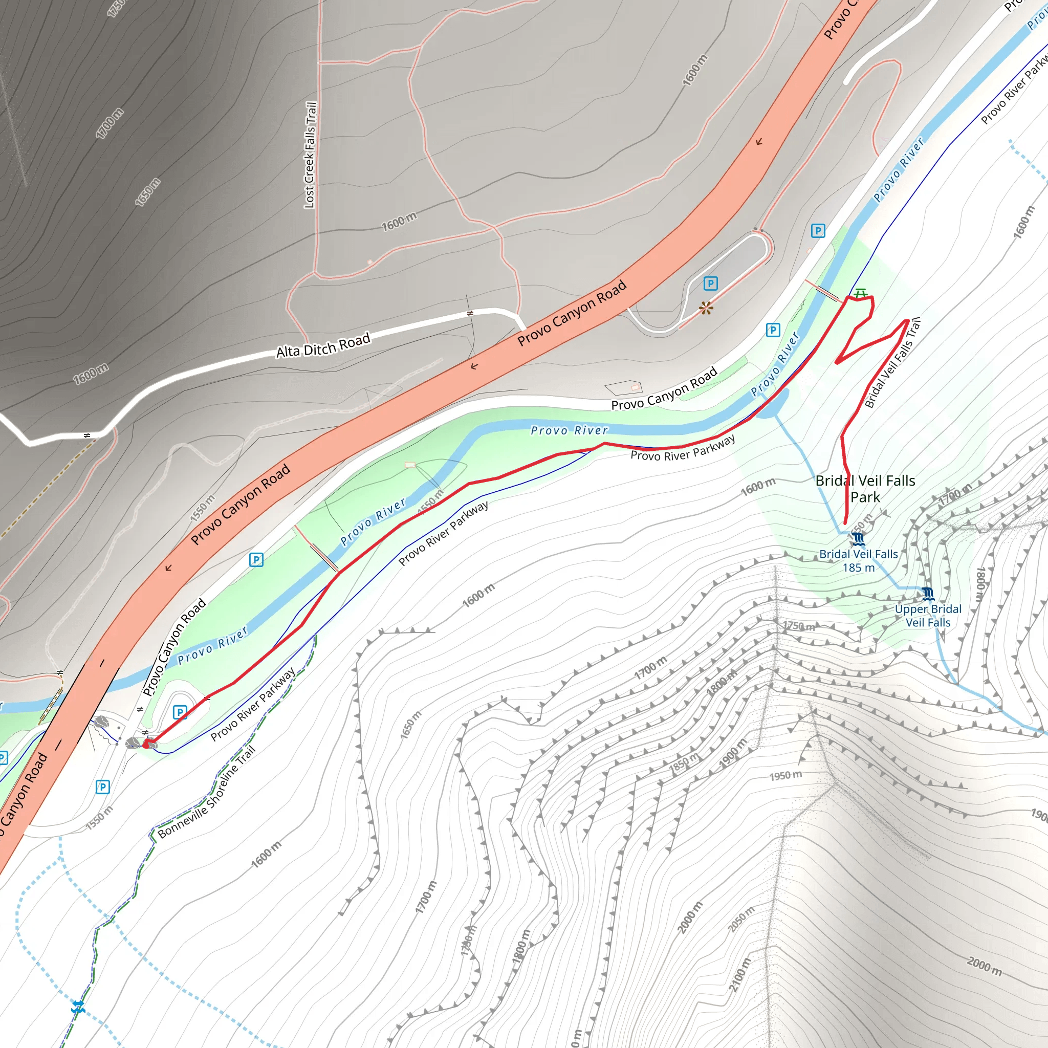 Bridal Veil Falls Park Walk mobile static map