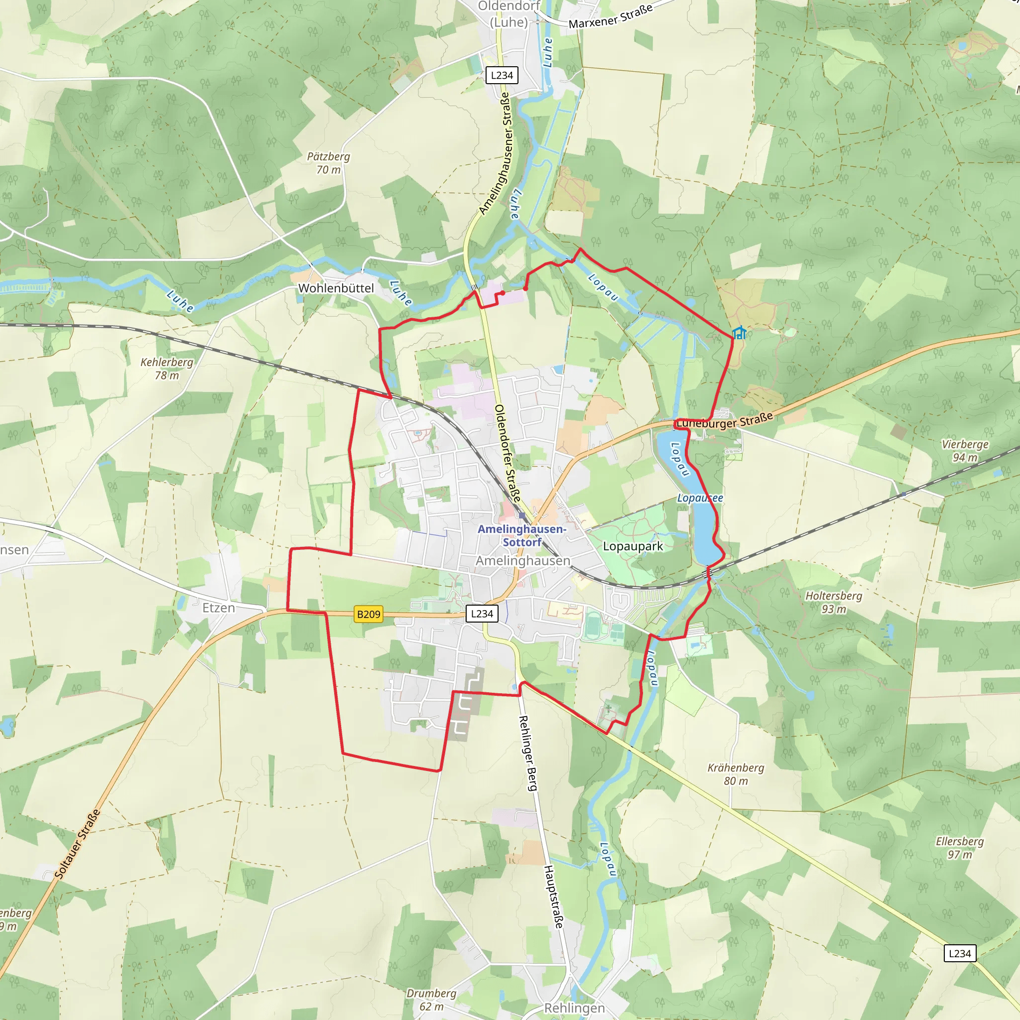 Lopausee via Koeniginnen Weg mobile static map