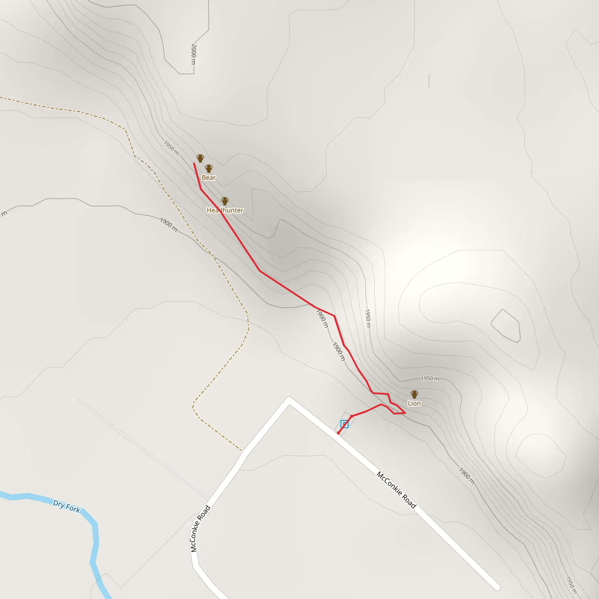 Main Track to Petroglyphs mobile static map