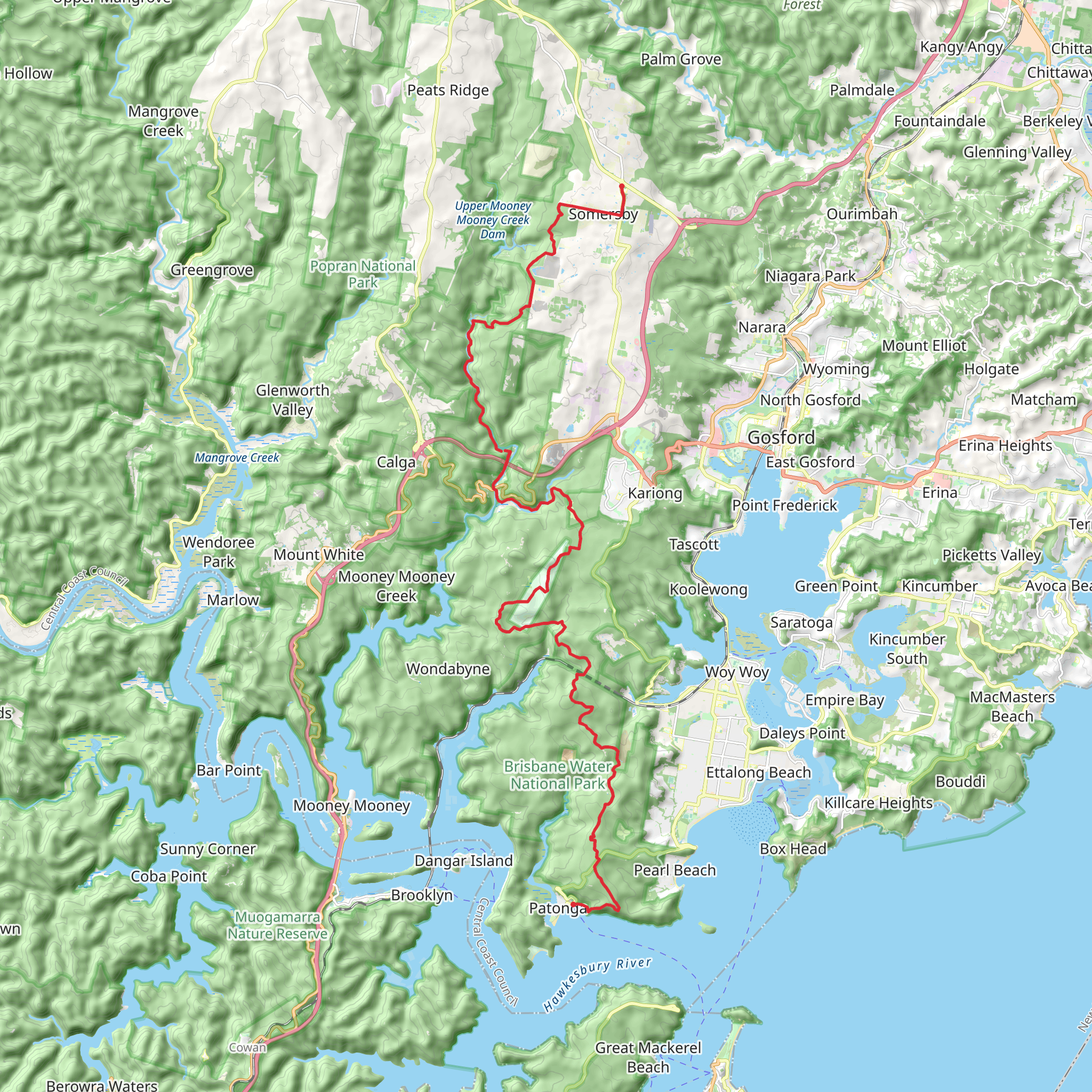 The Great North Walk 3 Day - Patonga to Somersby mobile static map