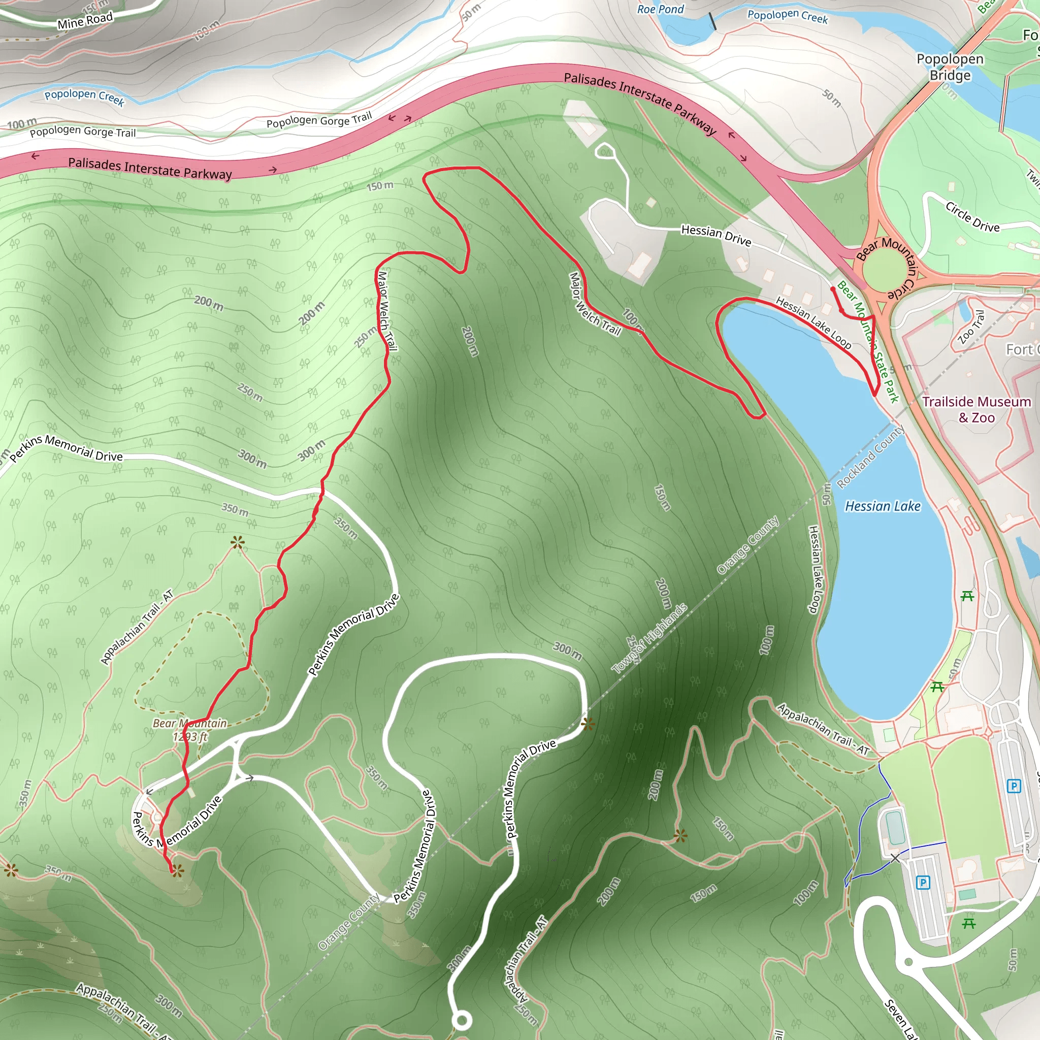 Bear Mountain via Major Welch Trail mobile static map