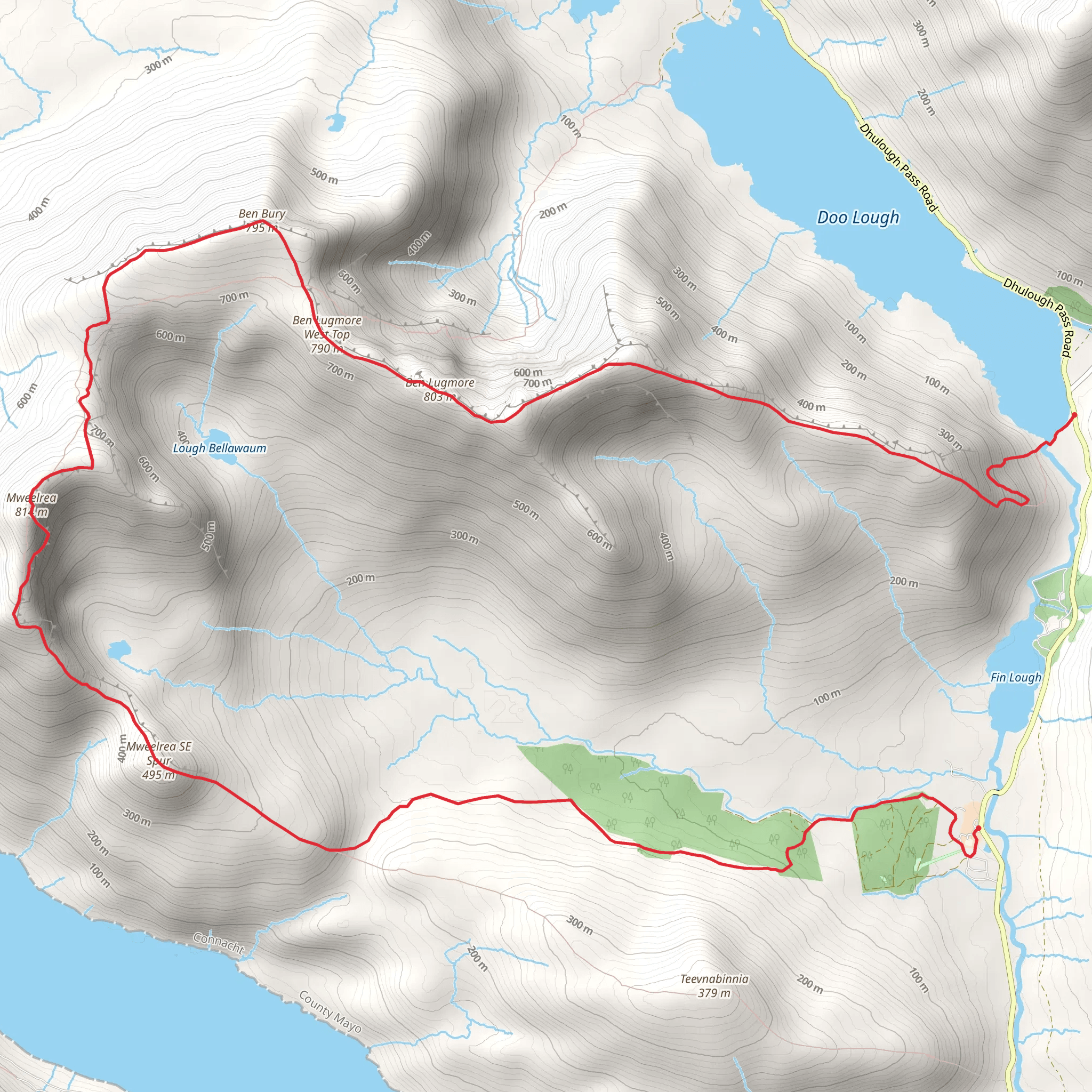 Mweelrea Horseshoe and Ben Bury mobile static map