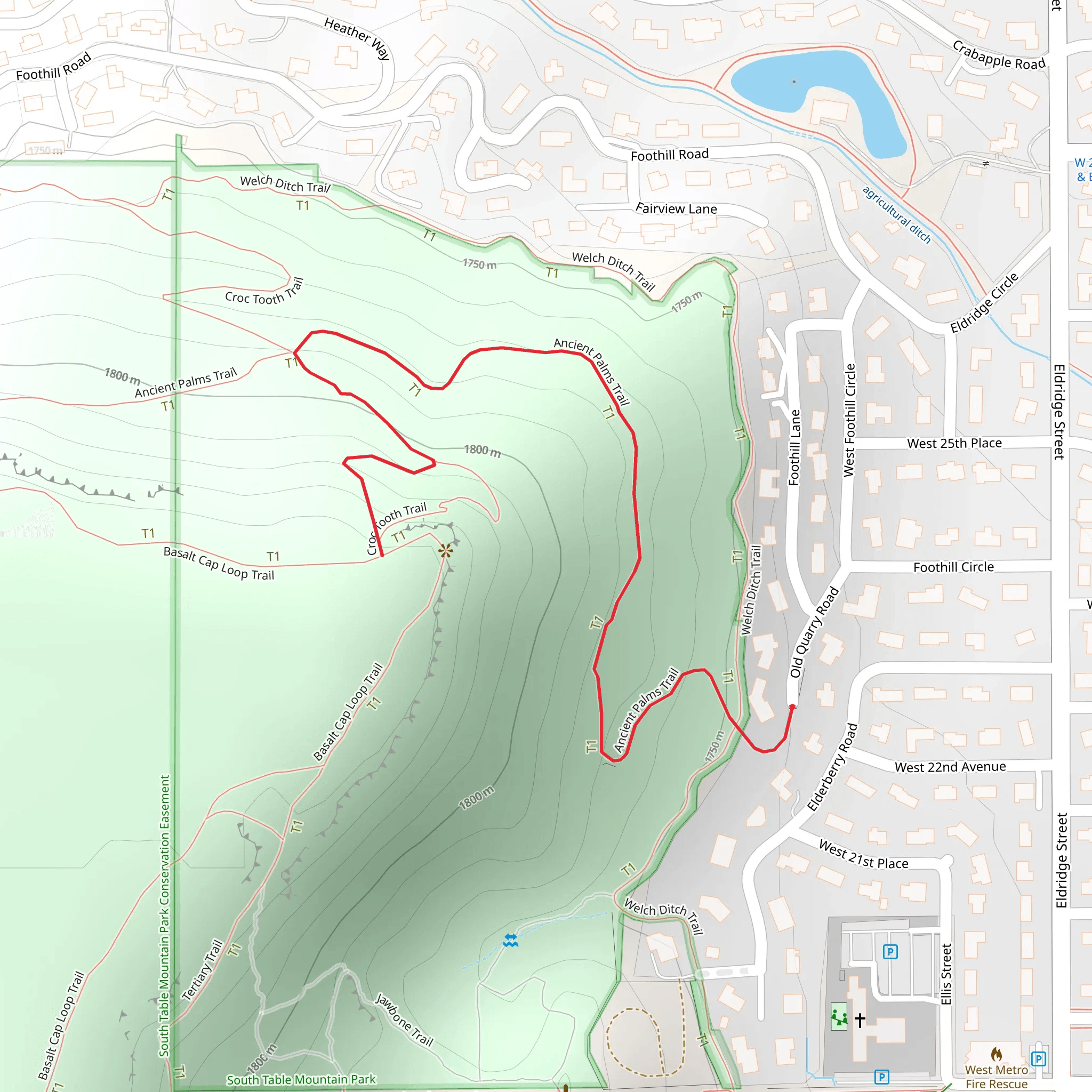 Ancient Palms Trail and Coc Tooth Trail mobile static map