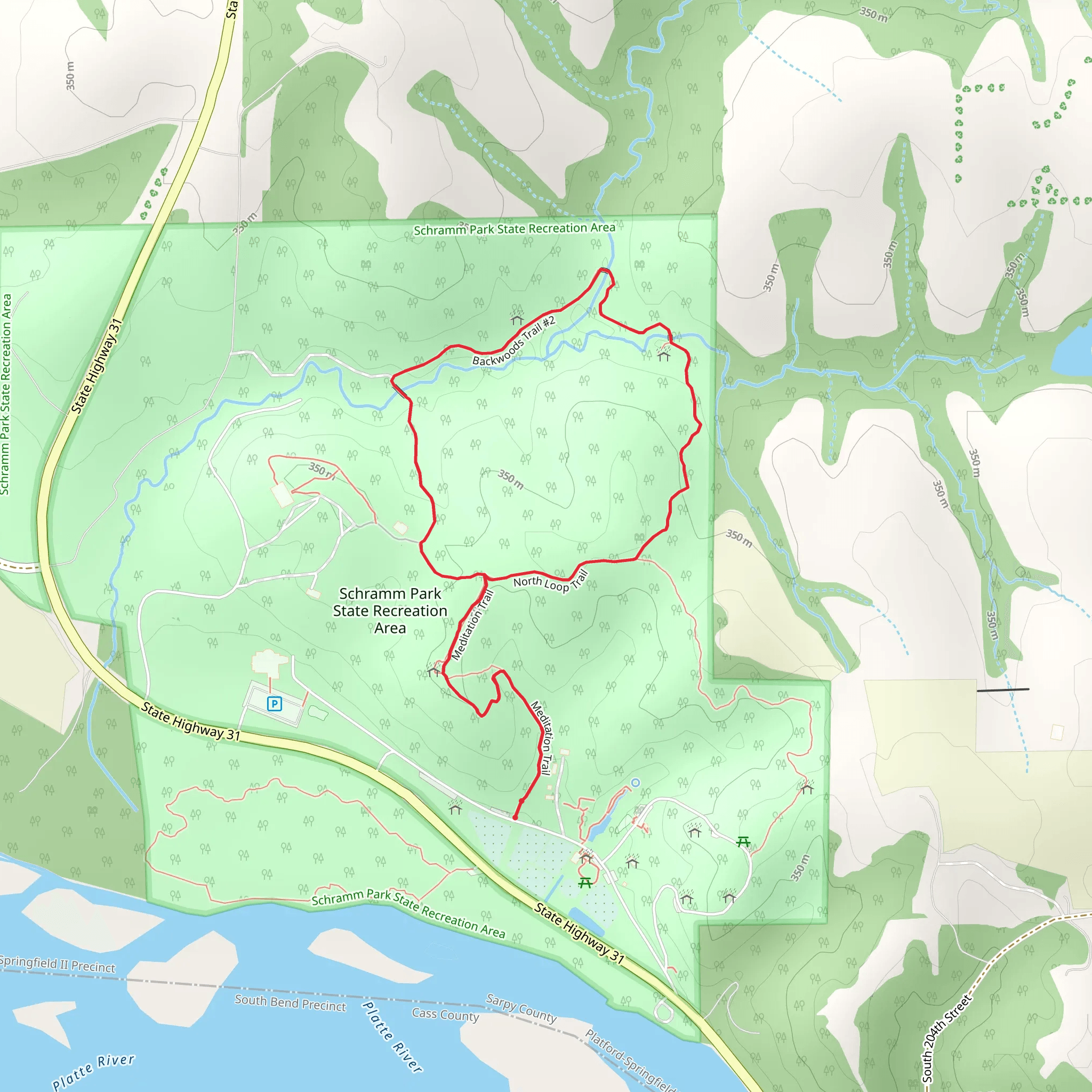 Meditation Trail, North Loop Trail and Suspension Bridge Trail mobile static map