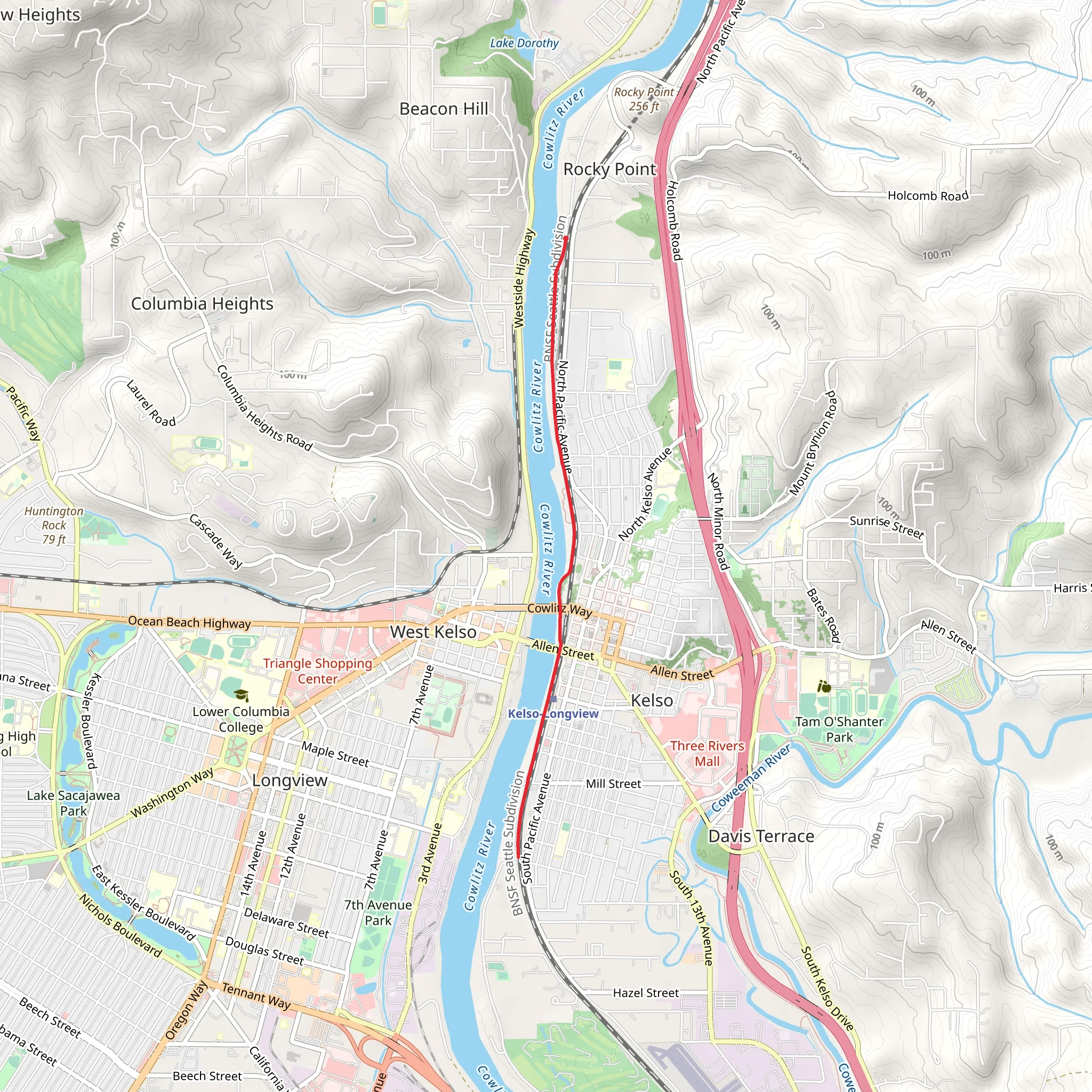 Cowlitz River Trail mobile static map