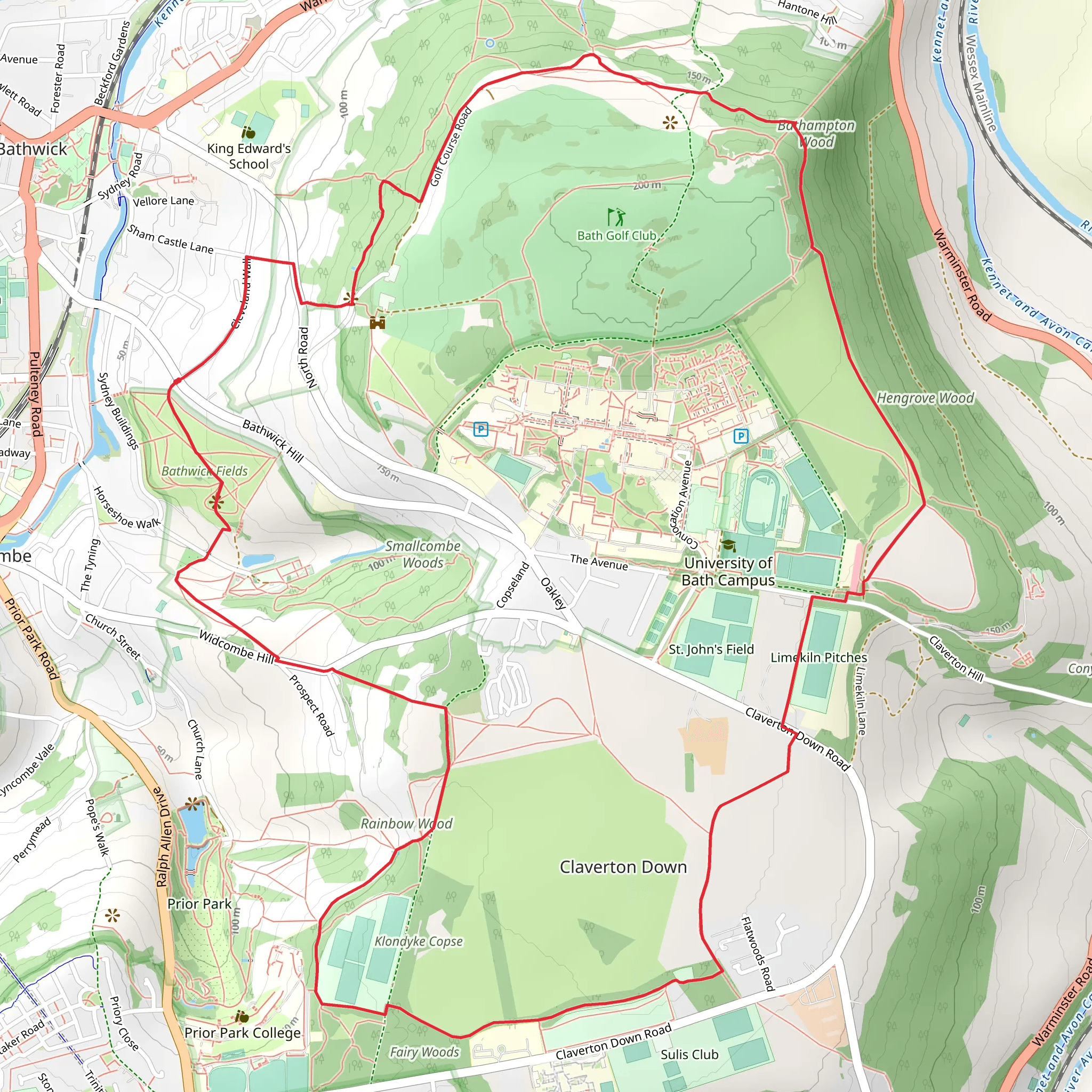 Bath Skyline Loop mobile static map