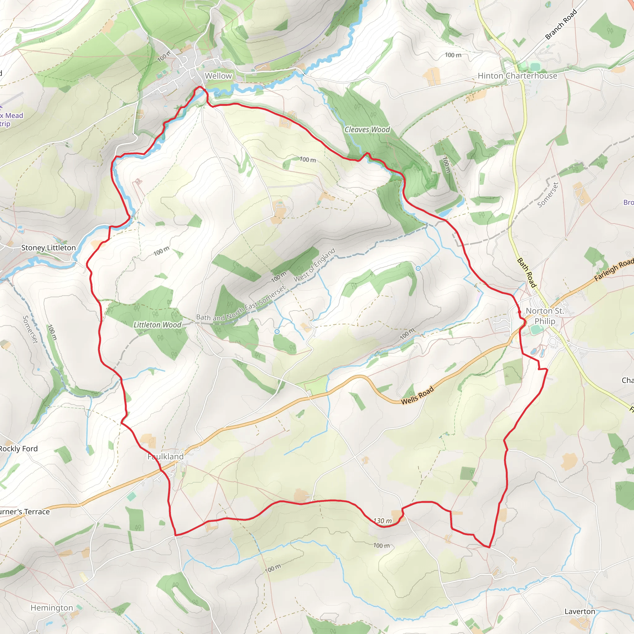 Norton St Philip, Faulkland and Wellow Loop mobile static map