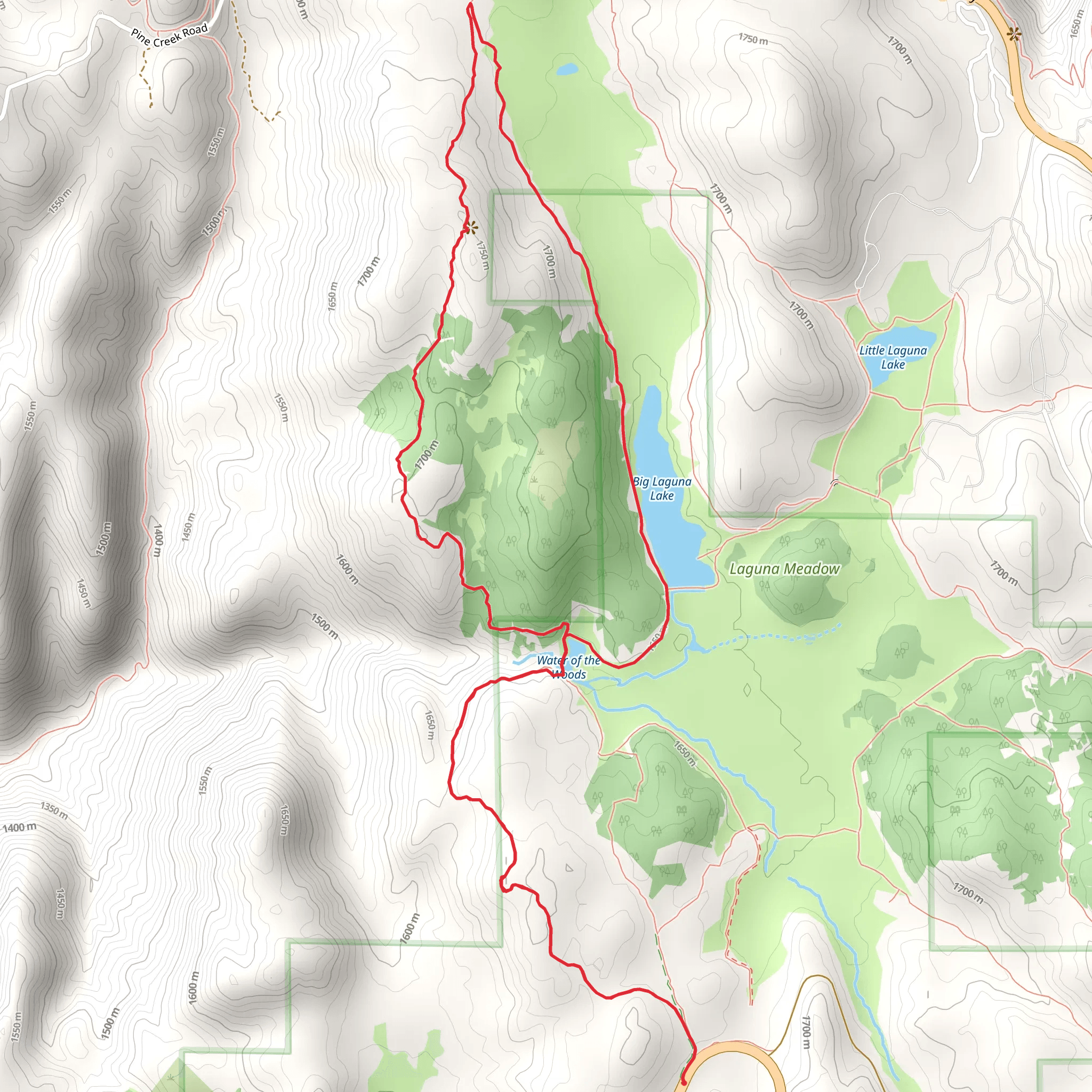 Big Laguna Lake and Water of the Woods Loop via Sunset Trail mobile static map