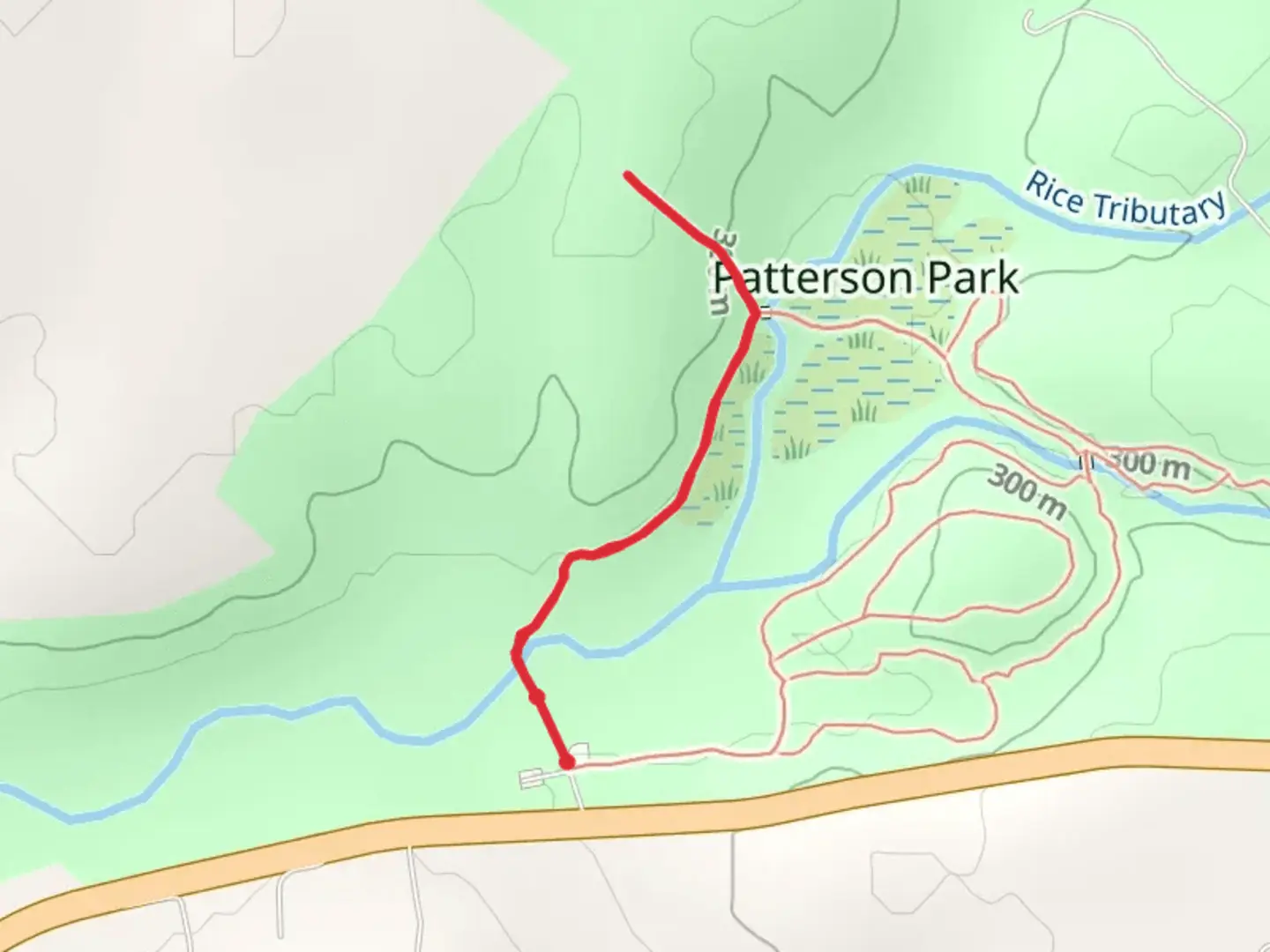 An image depicting the trail Patterson Park Walk and its surrounding area.
