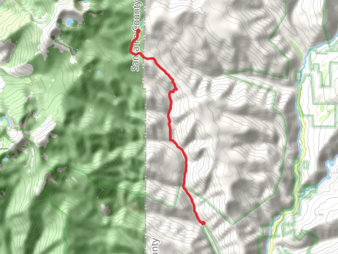 An image depicting the trail Stewart Lake via Holy Ghost Trail and its surrounding area.