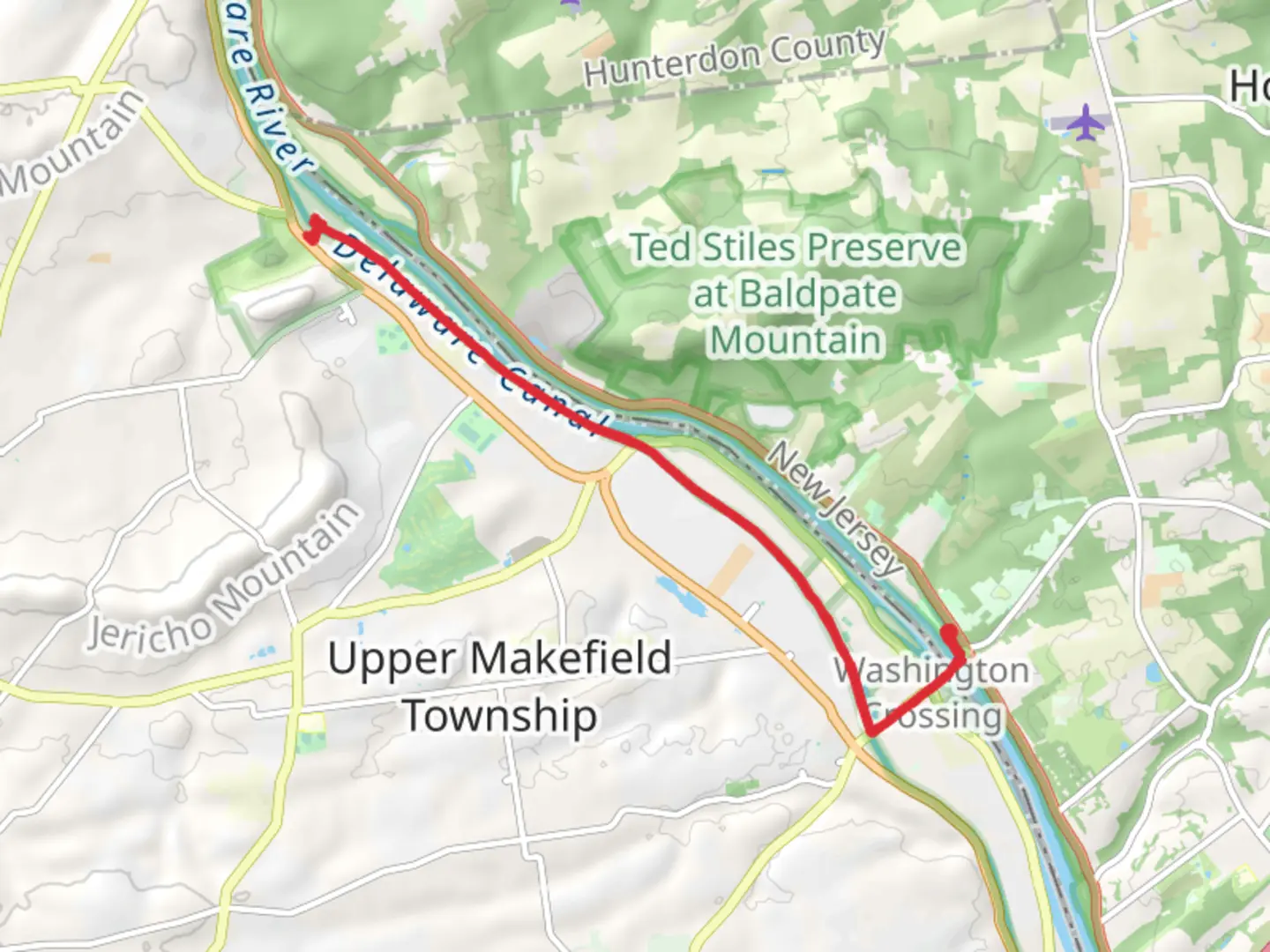 An image depicting the trail Delaware Canal Walk and its surrounding area.
