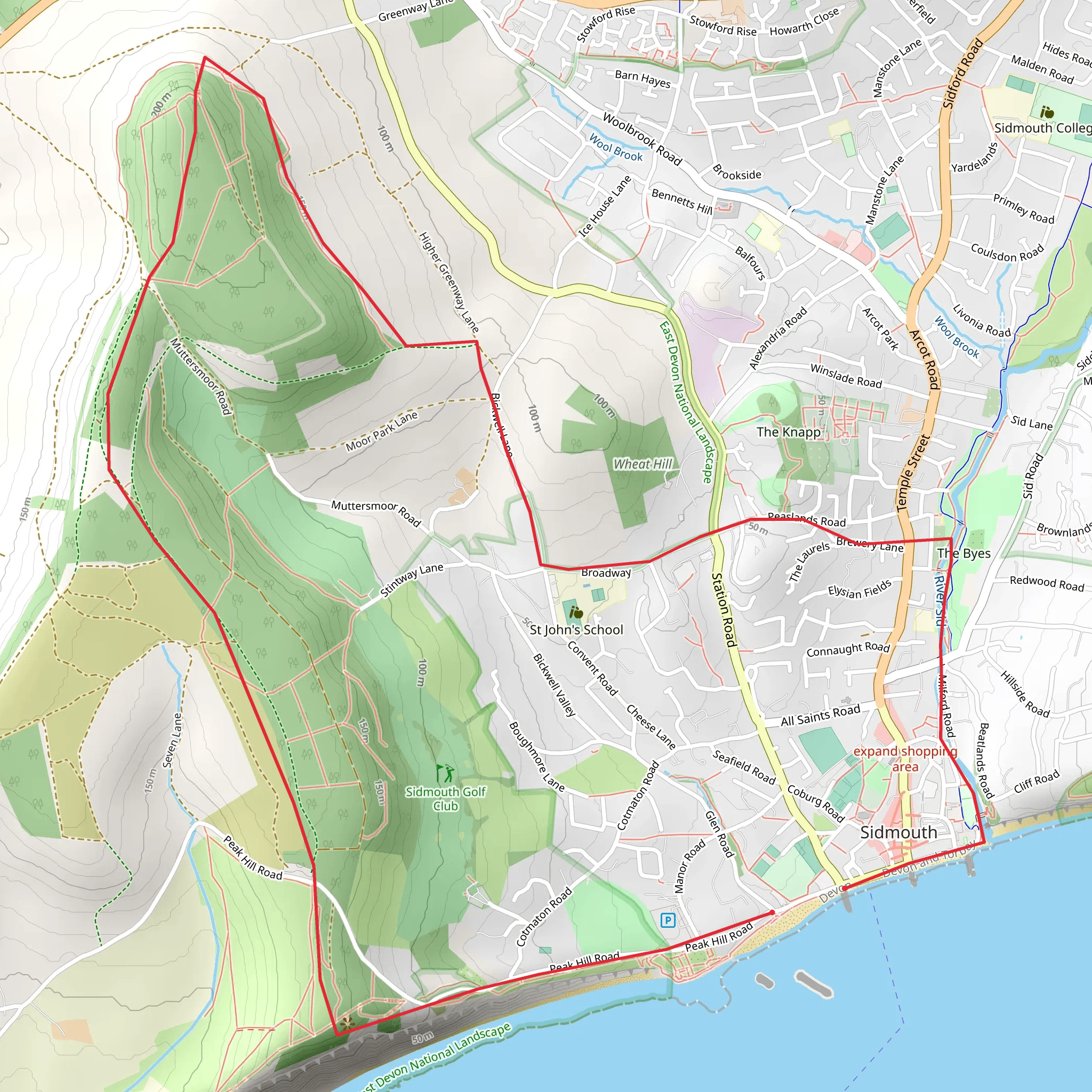 Sidmouth - Valley, Ridge and Jurassic Coast Walk mobile static map