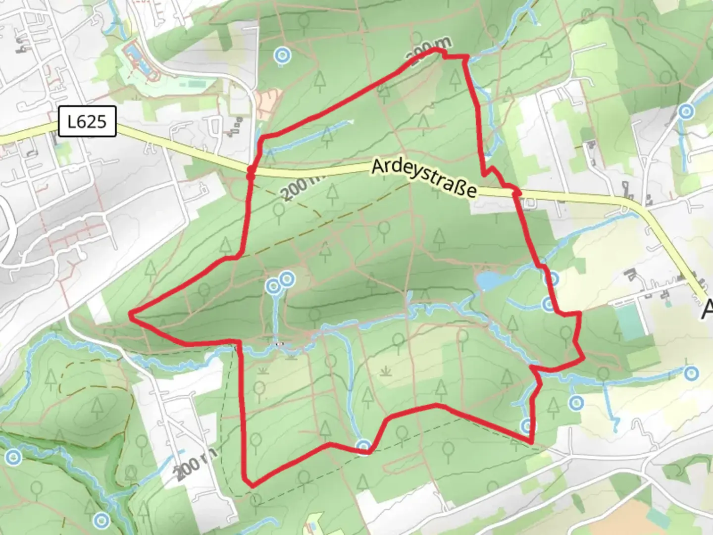 An image depicting the trail Kleine Borbach Loop and its surrounding area.