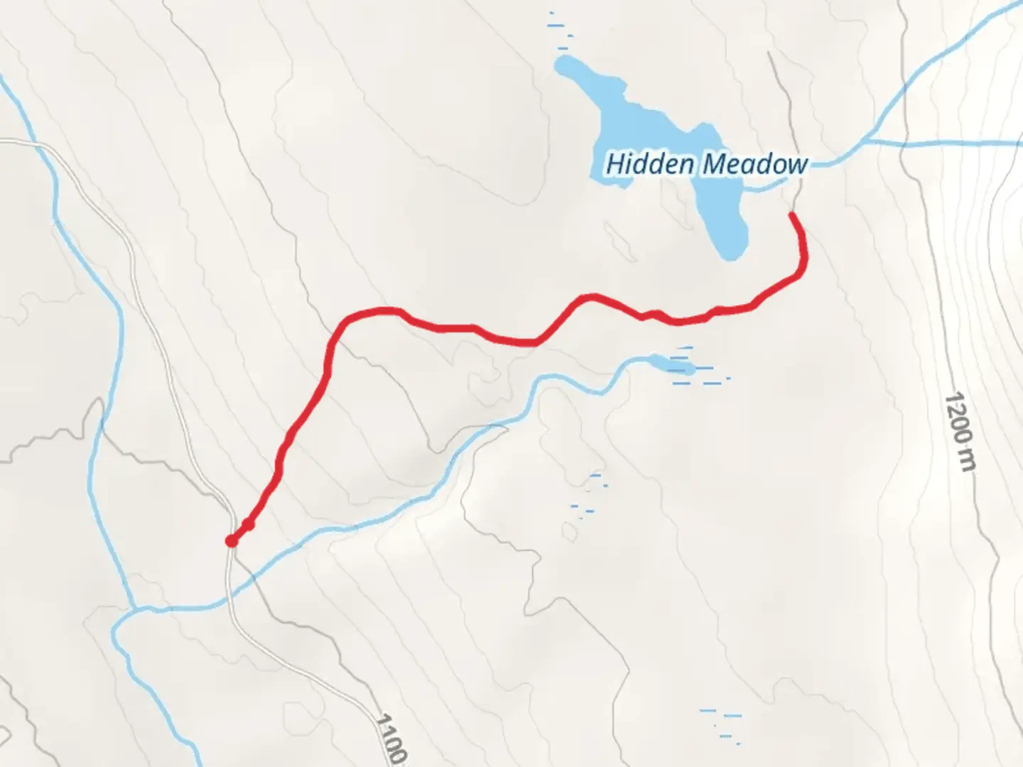 An image depicting the trail Hidden Meadow via Quartz Ridge and its surrounding area.