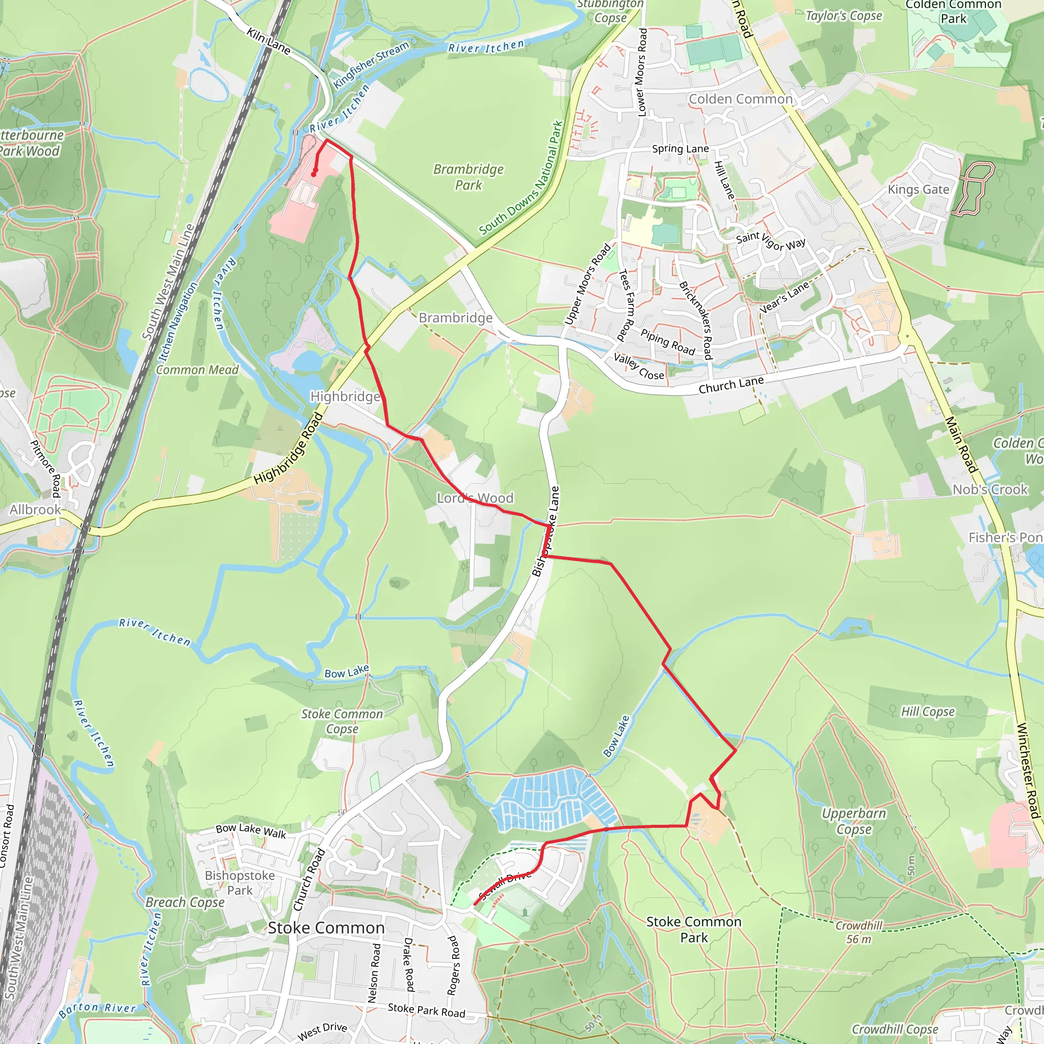 Brambridge Park to Stoke Park Wood Walk mobile static map