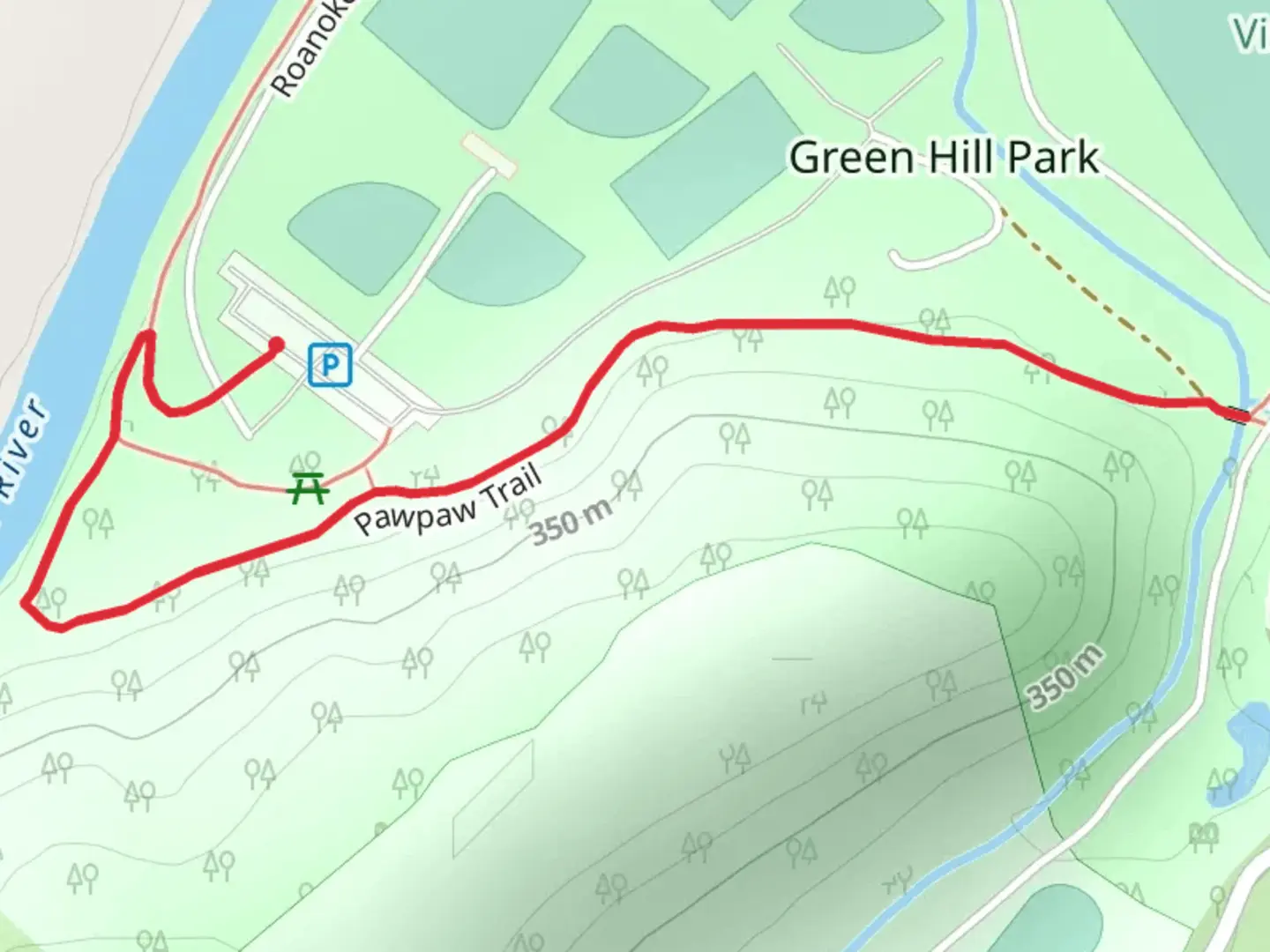 An image depicting the trail Pawpaw Trail and its surrounding area.